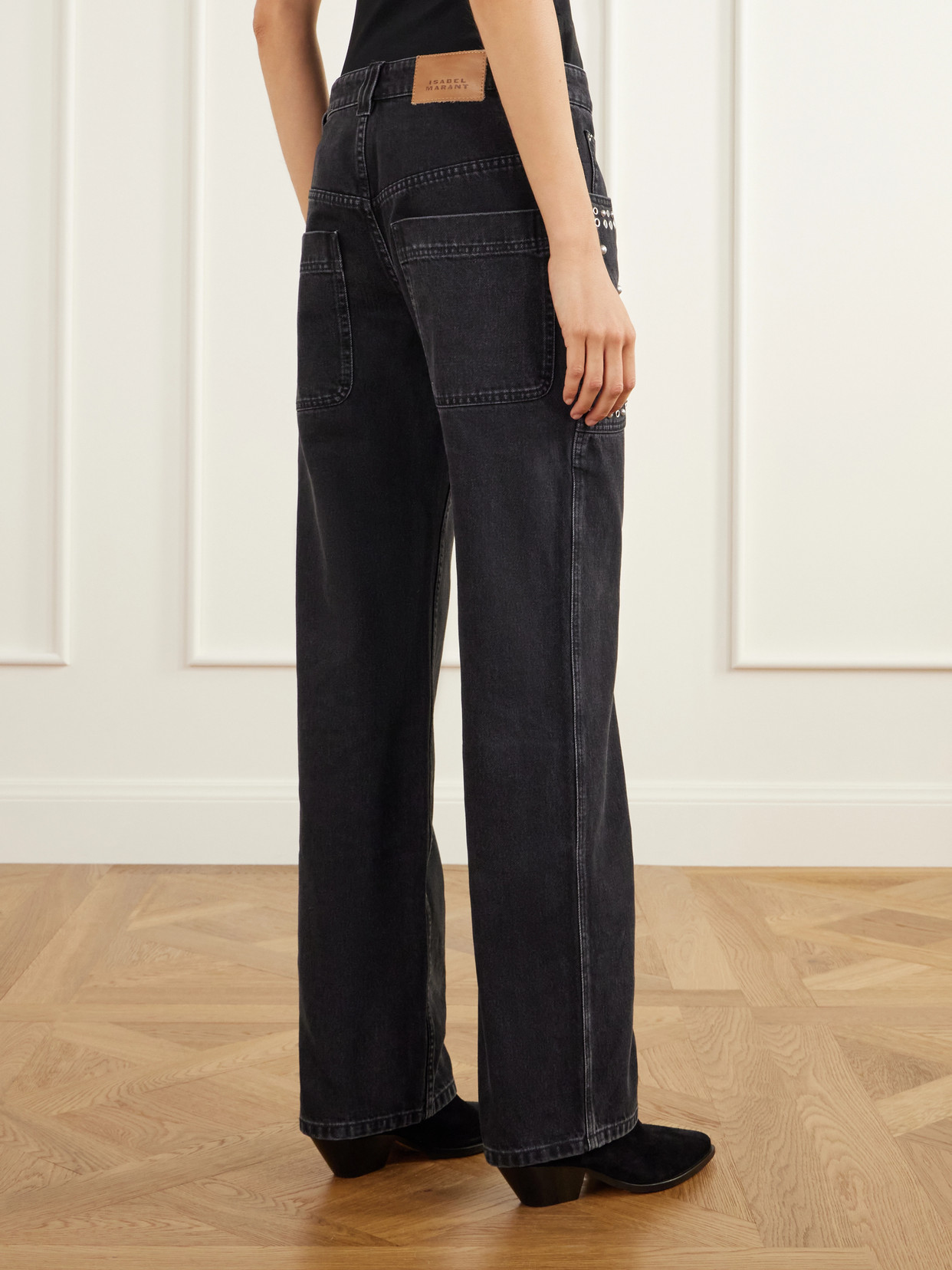Marant Étoile - Silka Studded Mid-Rise Straight-Leg Jeans