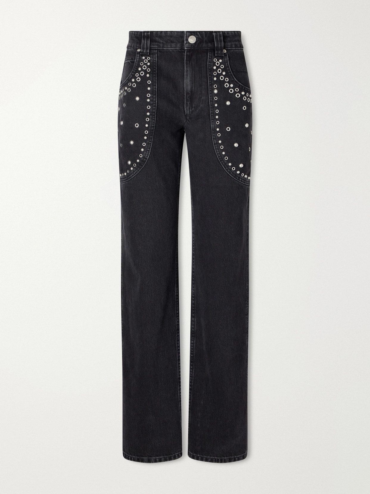 Marant Étoile - Silka Studded Mid-Rise Straight-Leg Jeans
