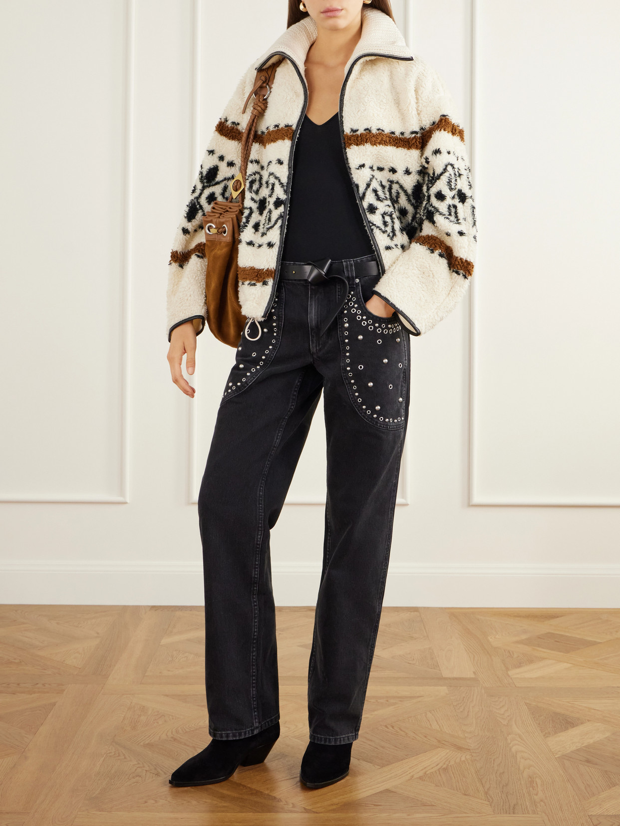 Marant Étoile - Silka Studded Mid-Rise Straight-Leg Jeans