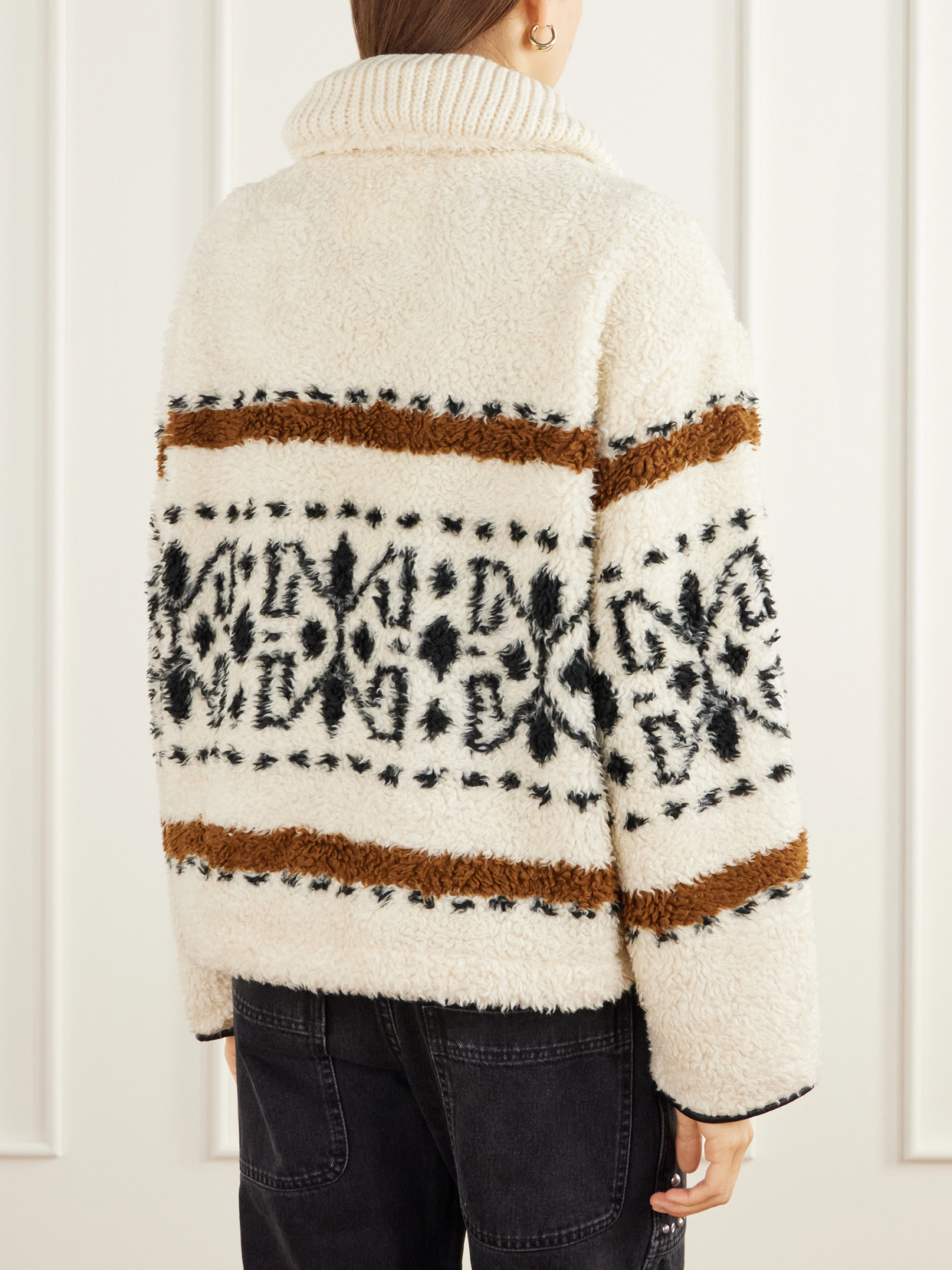 Marant Étoile - Lijka Intarsia-Knit Rib-Trimmed Fleece Jacket