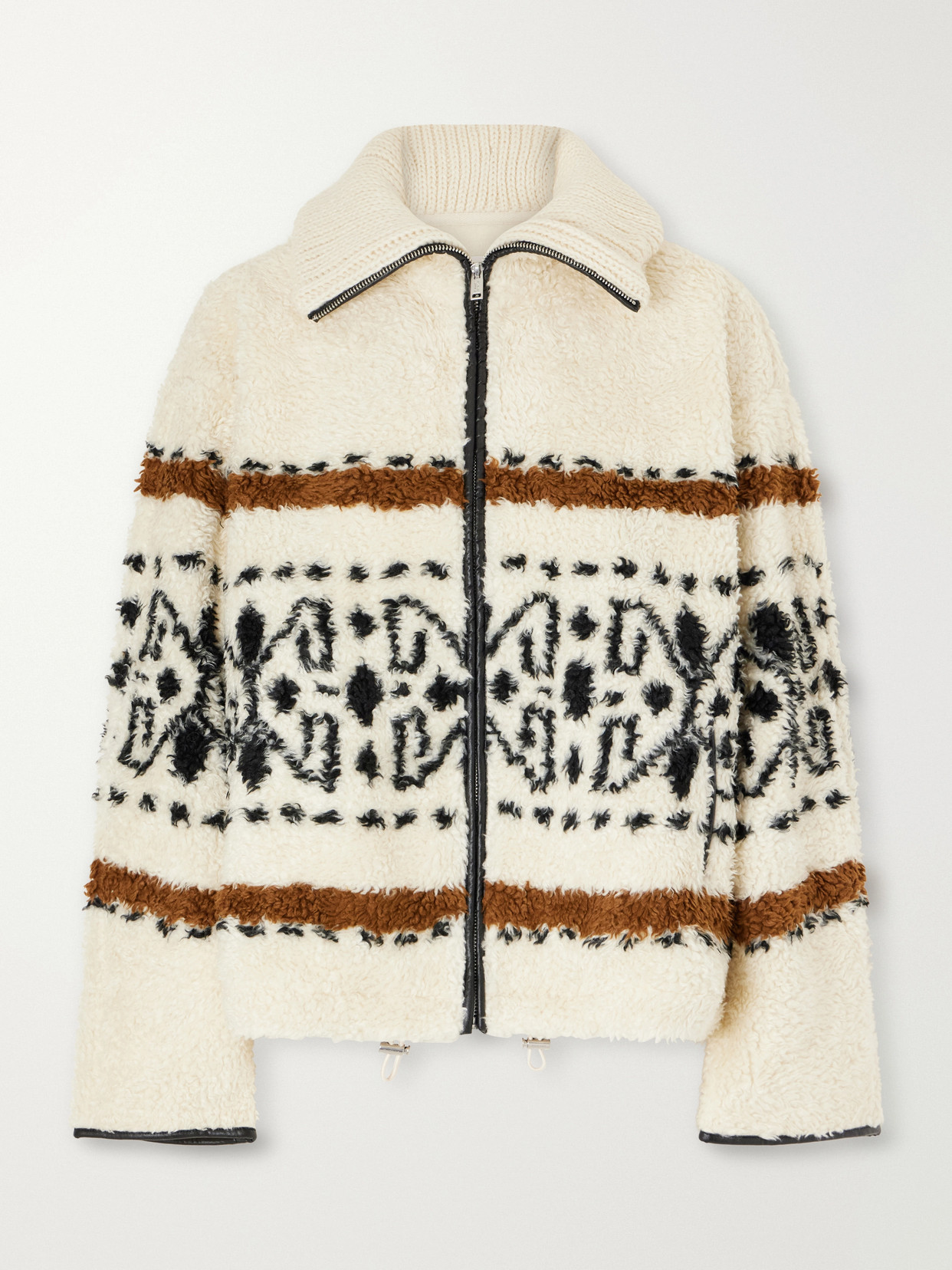 Marant Étoile - Lijka Intarsia-Knit Rib-Trimmed Fleece Jacket