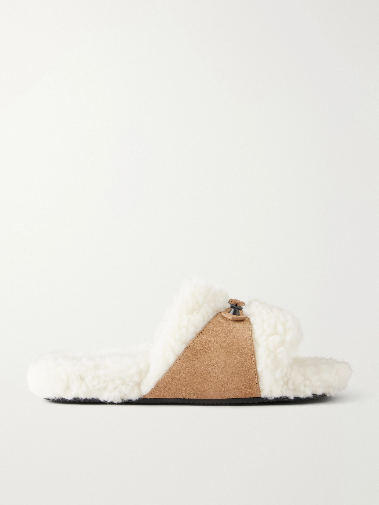 Buckle-Detailed Suede-Lined Slip-On Flats