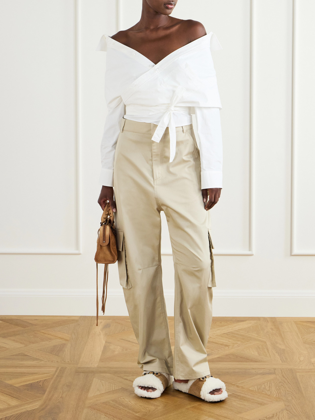 Buckle-Detailed Suede-Lined Slip-On Flats