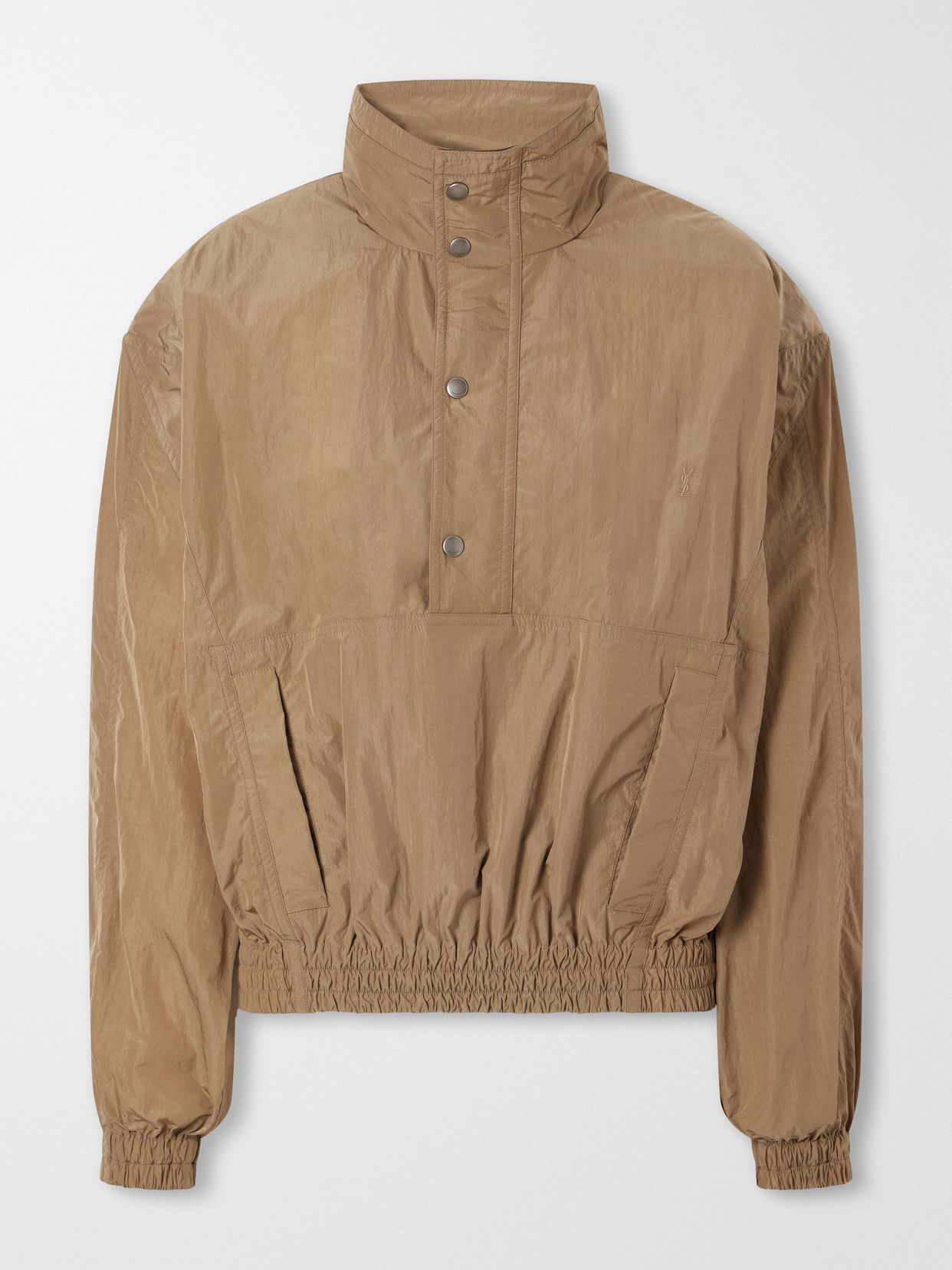 Logo-embroidered cropped shell jacket