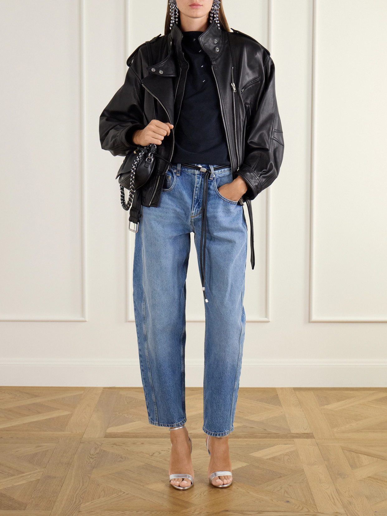 Sebani Asymmetric Gathered Bead-Embellished Cotton-Jersey T-Shirt