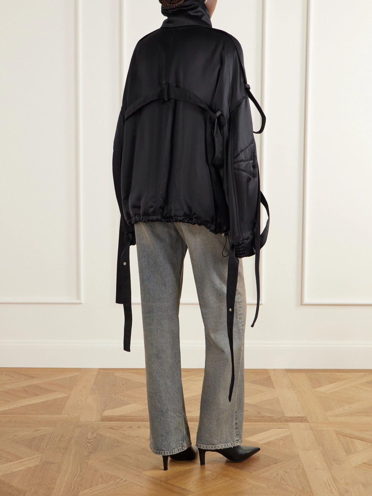 Deconstructed Satin Bomber Jacket