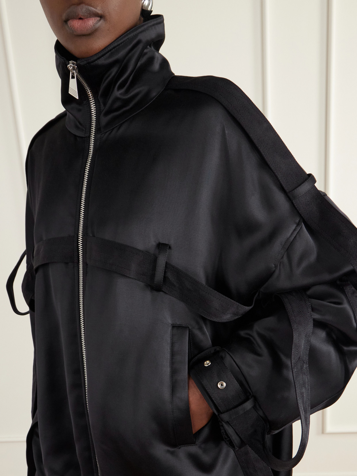 Deconstructed Satin Bomber Jacket