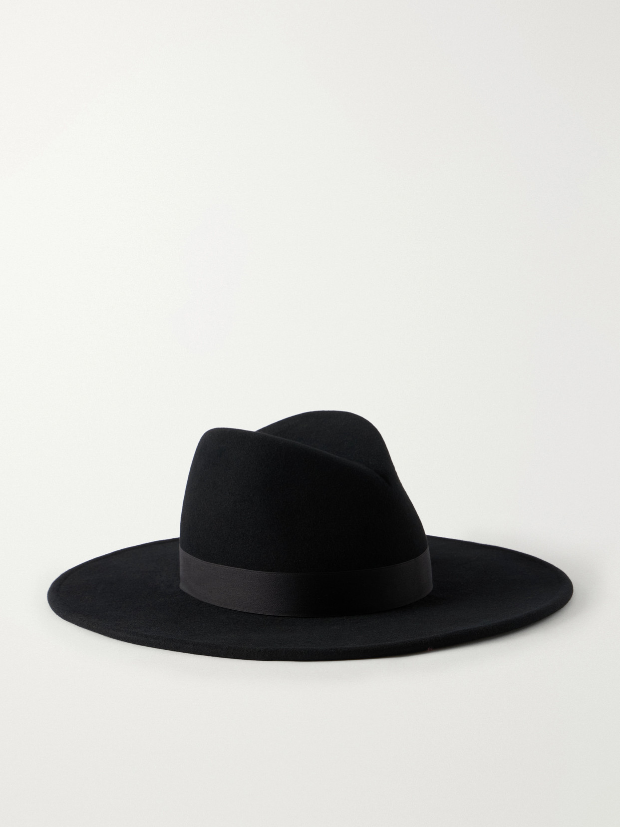 Gigi Burris Jeanne Satin-trimmed Wool And Cotton-blend Felt Hat In Black