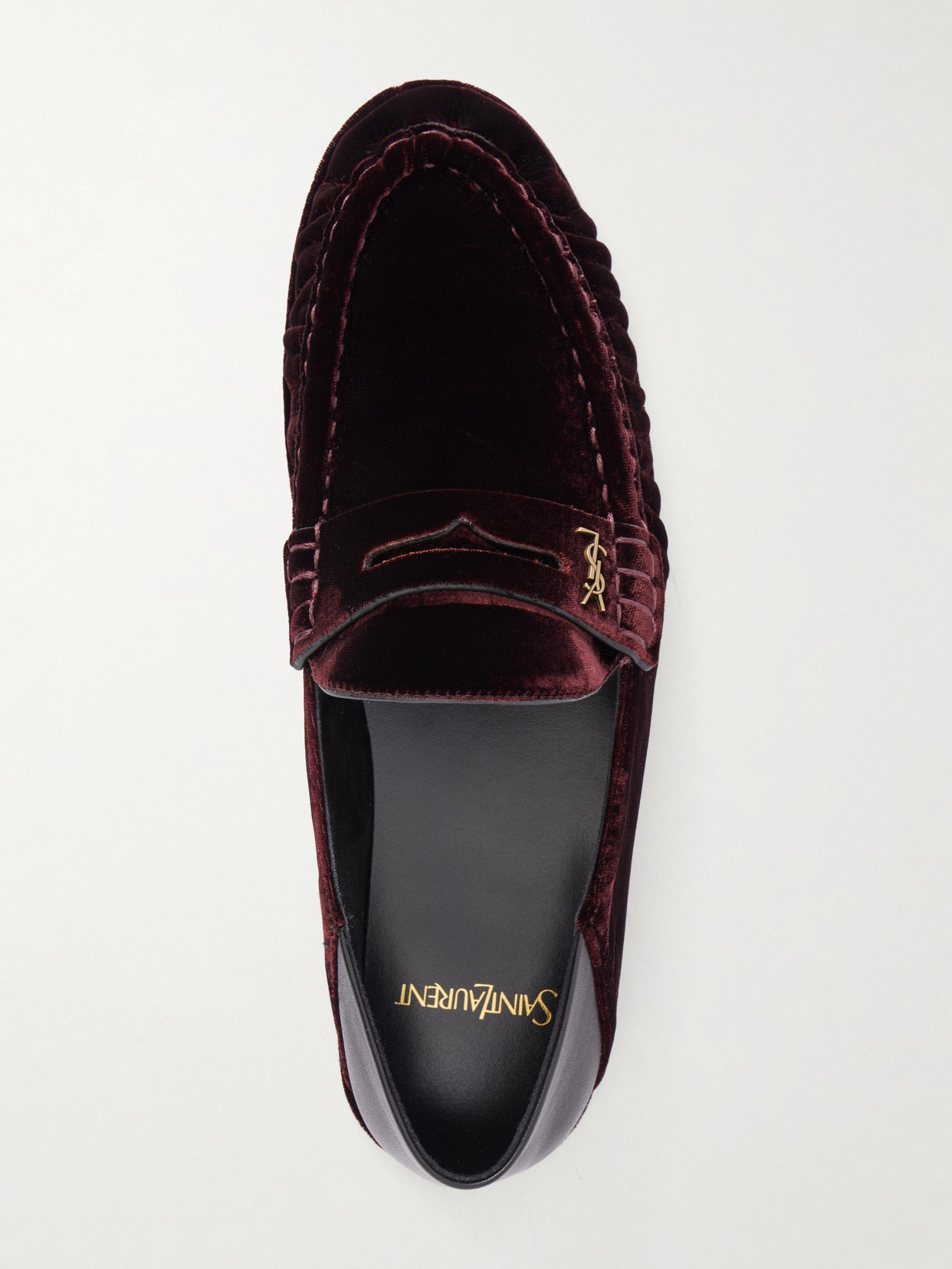 Le Loafer Cassandre-Embellished Collapsible-Heel Leather-Trimmed Velvet Loafers