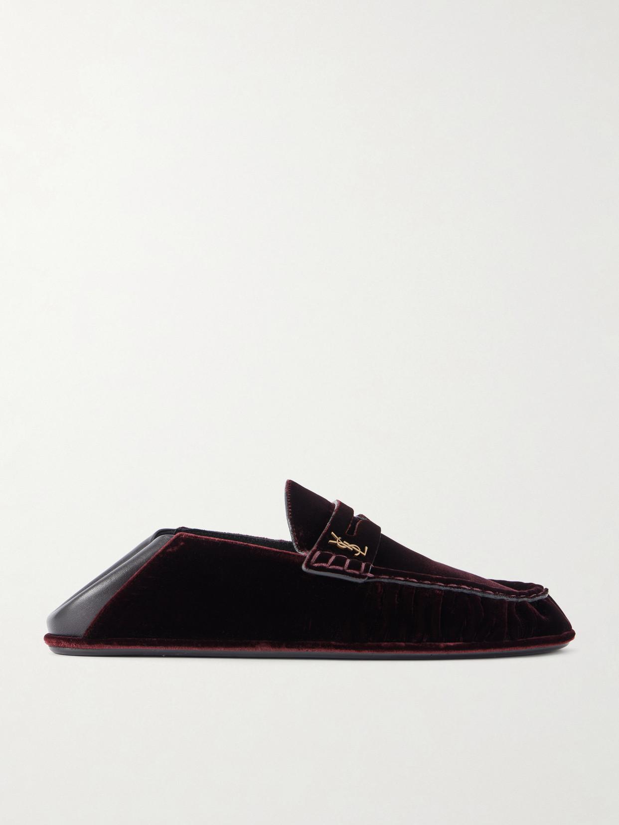 Le Loafer Cassandre-Embellished Collapsible-Heel Leather-Trimmed Velvet Loafers