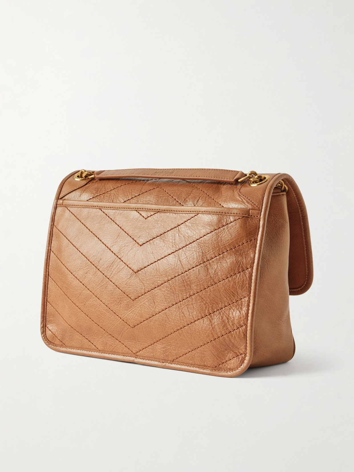 Niki Cassandre-Embellished Crinkled-Leather Shoulder Bag