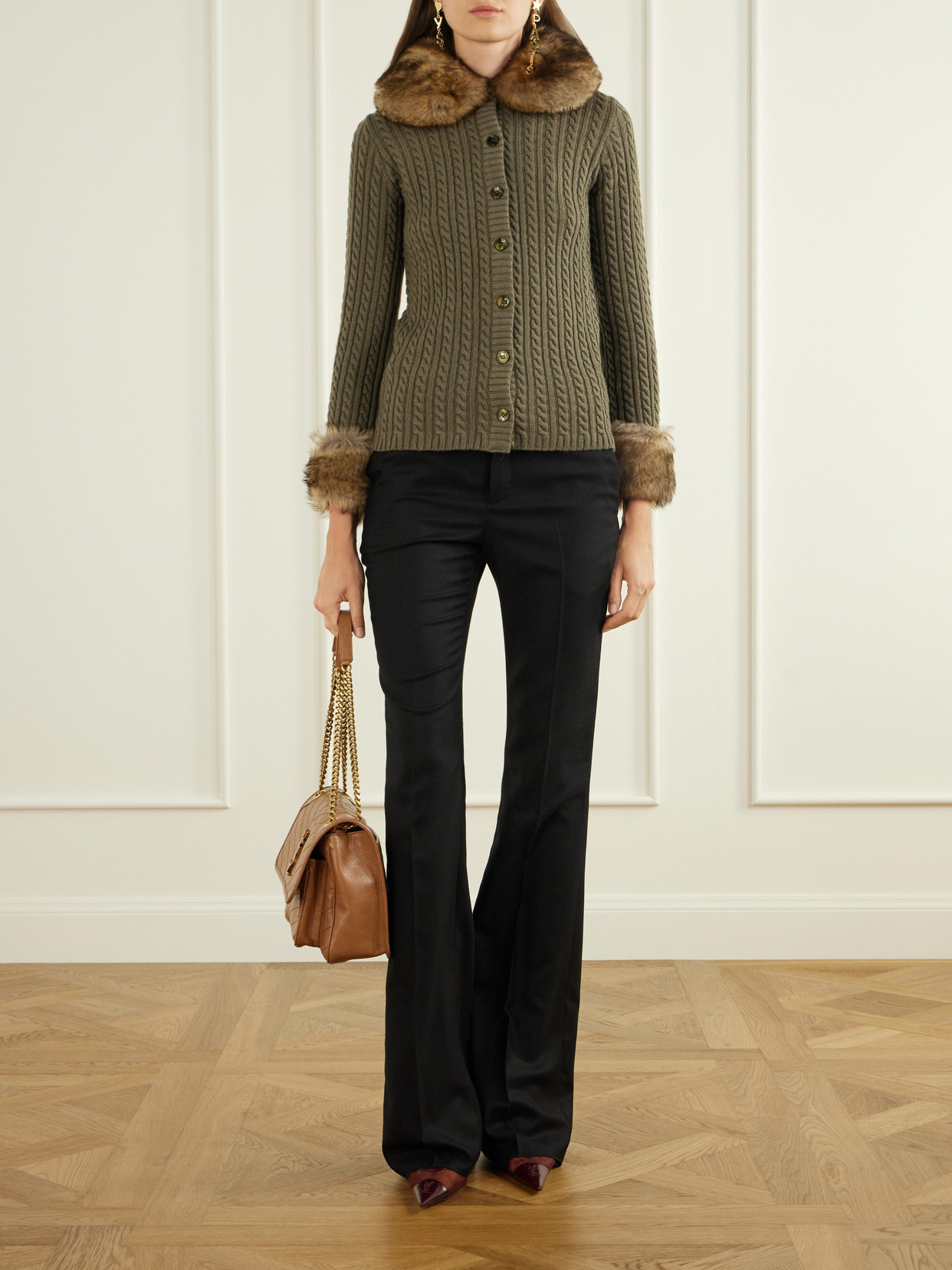 Niki Cassandre-Embellished Crinkled-Leather Shoulder Bag