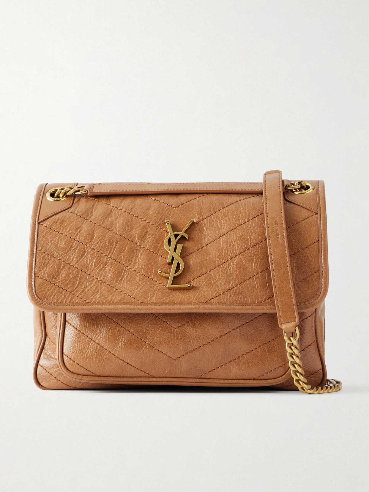 Niki Cassandre-Embellished Crinkled-Leather Shoulder Bag