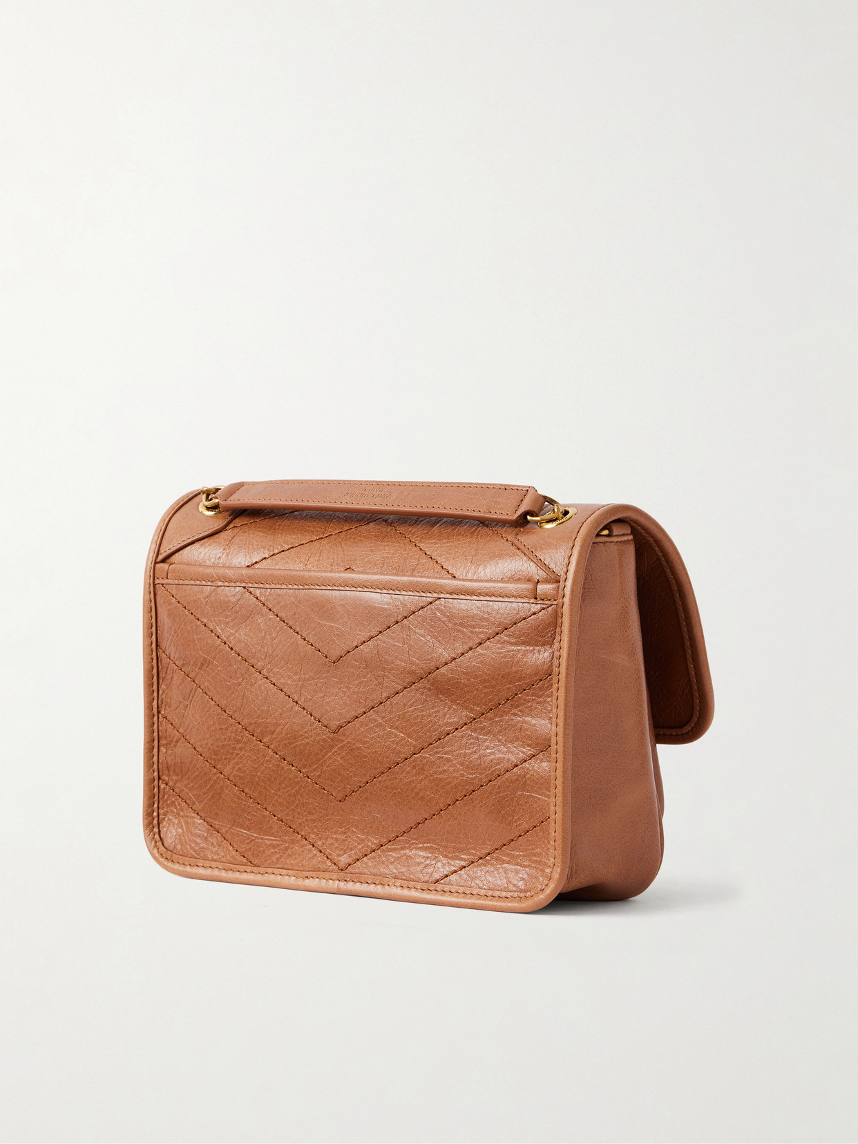 Baby Niki Cassandre-Embellished Quilted Crinckled-Leather Shoulder Bag