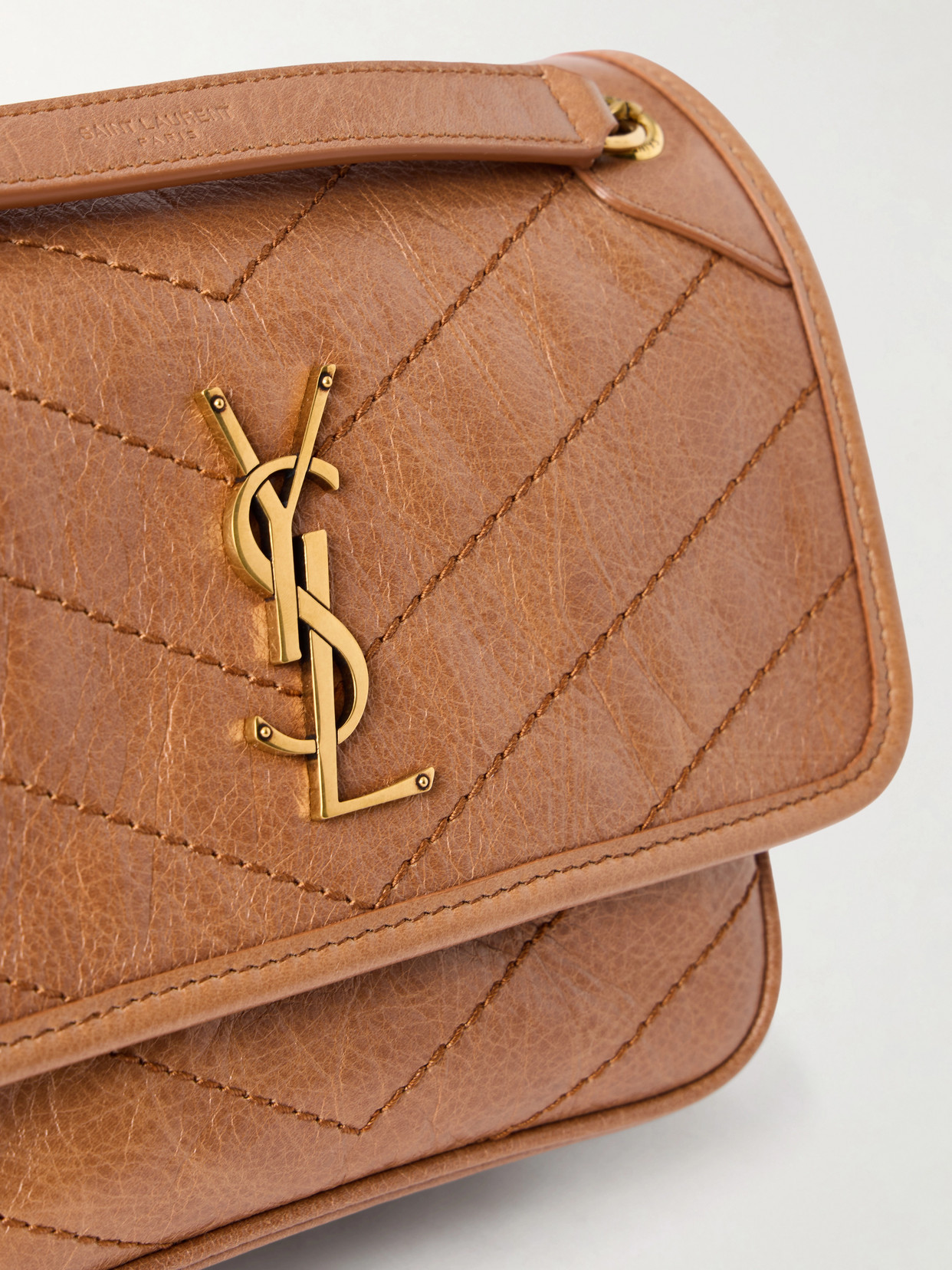 Baby Niki Cassandre-Embellished Quilted Crinckled-Leather Shoulder Bag