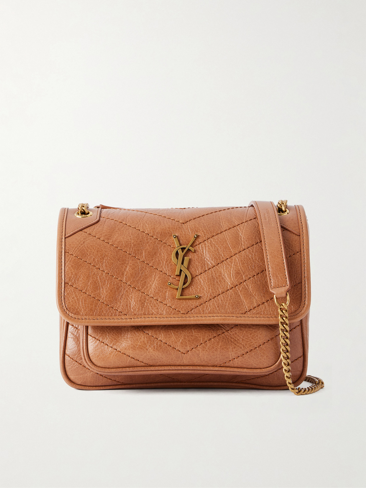 Baby Niki Cassandre-Embellished Quilted Crinckled-Leather Shoulder Bag