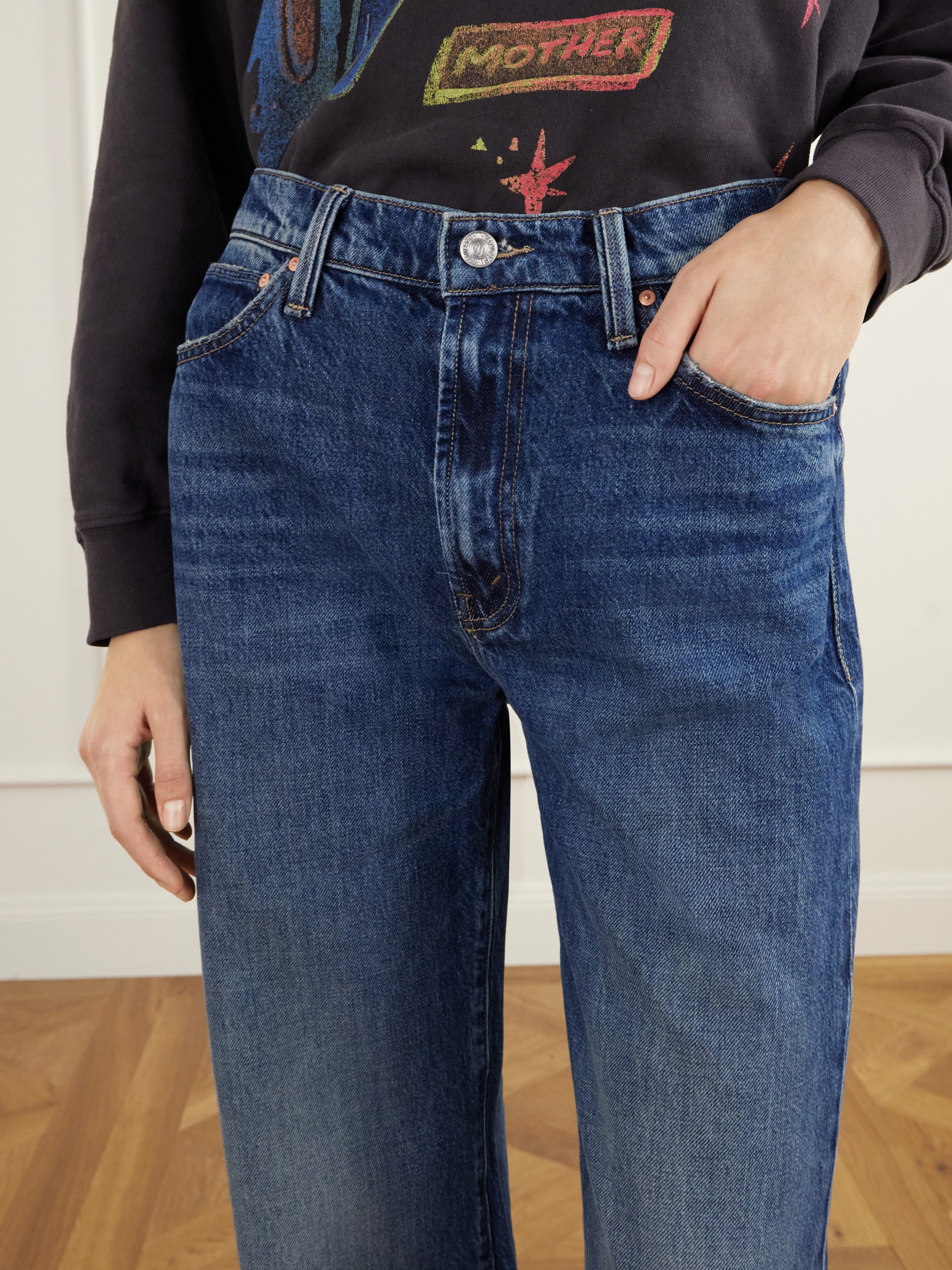 Dodger Zip Heel Mid-Rise Wide- Leg