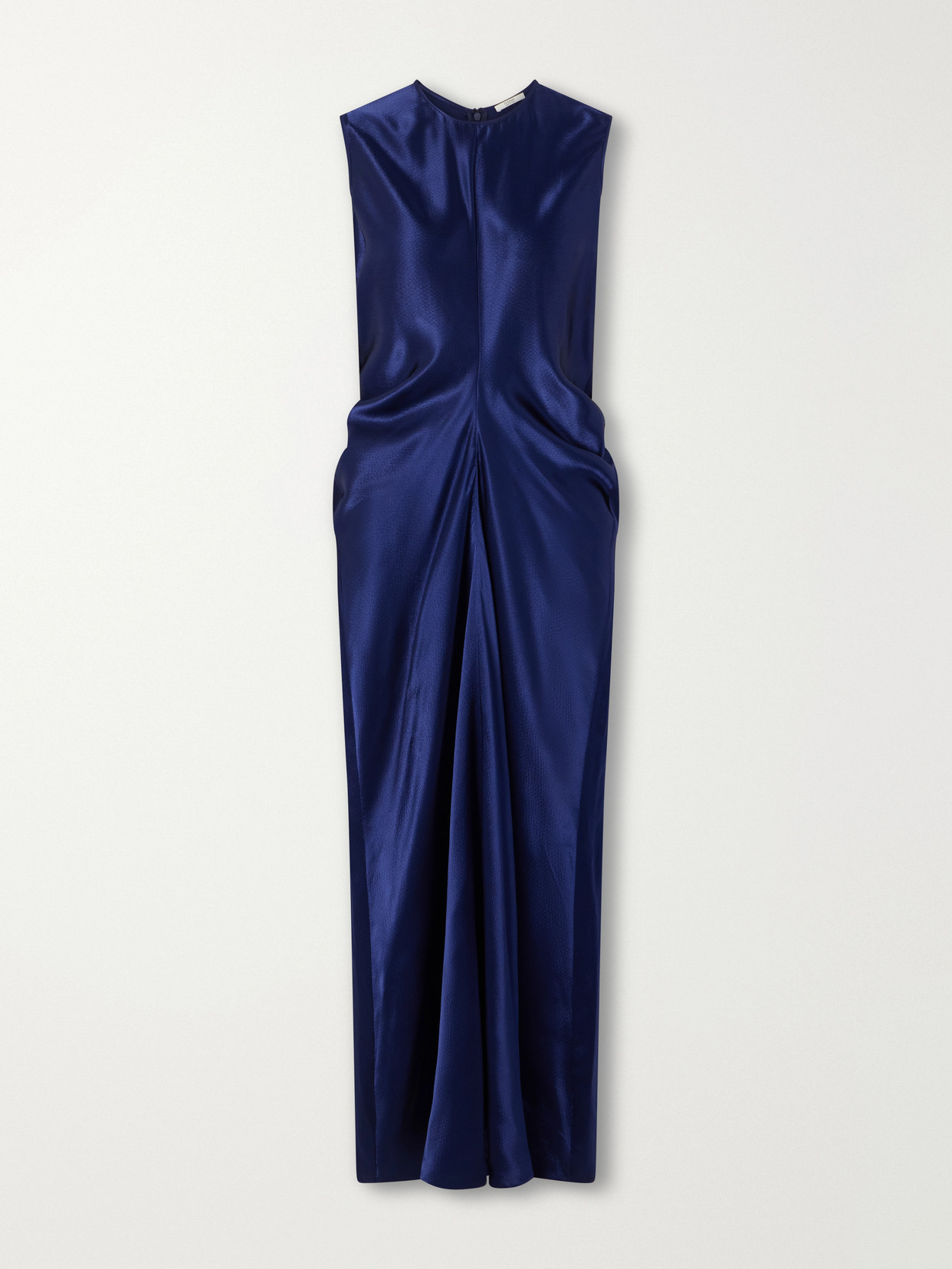 Fforme Lillian Draped Satin Midi Dress In Blue