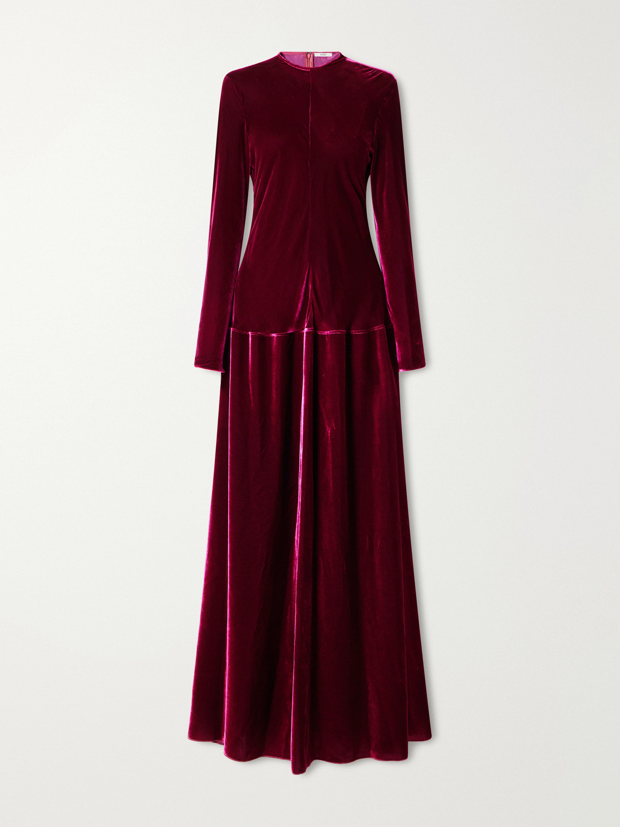 Fforme Blair Gathered Velvet Maxi Dress In Purple
