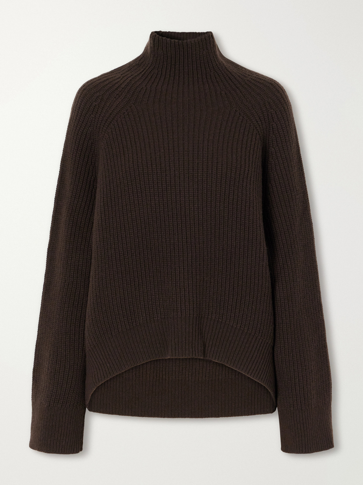 Fforme Laica Ribbed Wool And Cashmere-blend Turtleneck Sweater In Brown