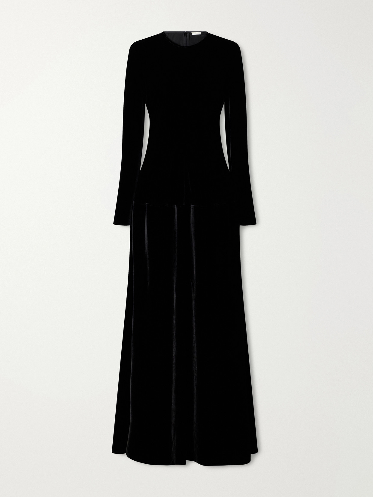 Fforme Blair Gathered Velvet Maxi Dress In Black