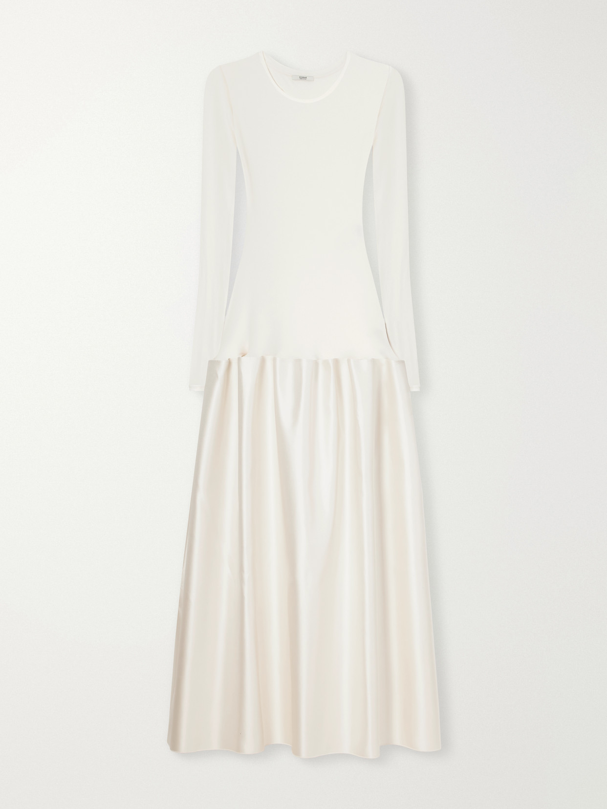 Fforme Catrin Gathered Jersey And Duchess-satin Maxi Dress In Neutrals