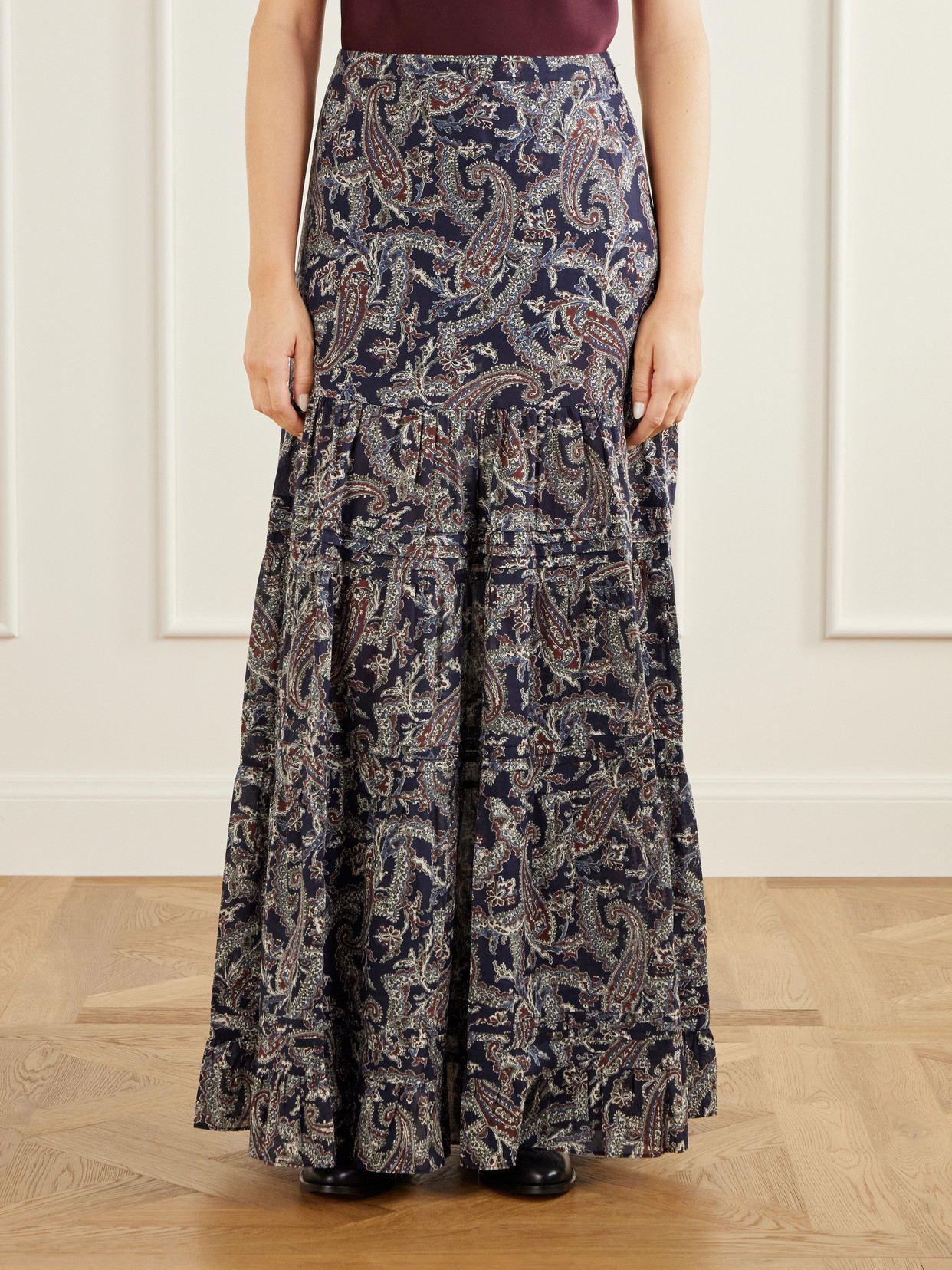 Heatheralyn Gathered Paisley-Print Cotton Maxi