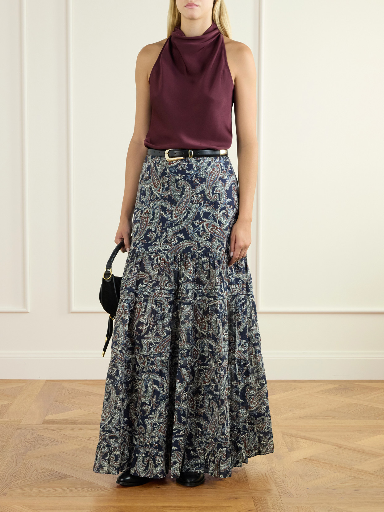 Heatheralyn Gathered Paisley-Print Cotton Maxi