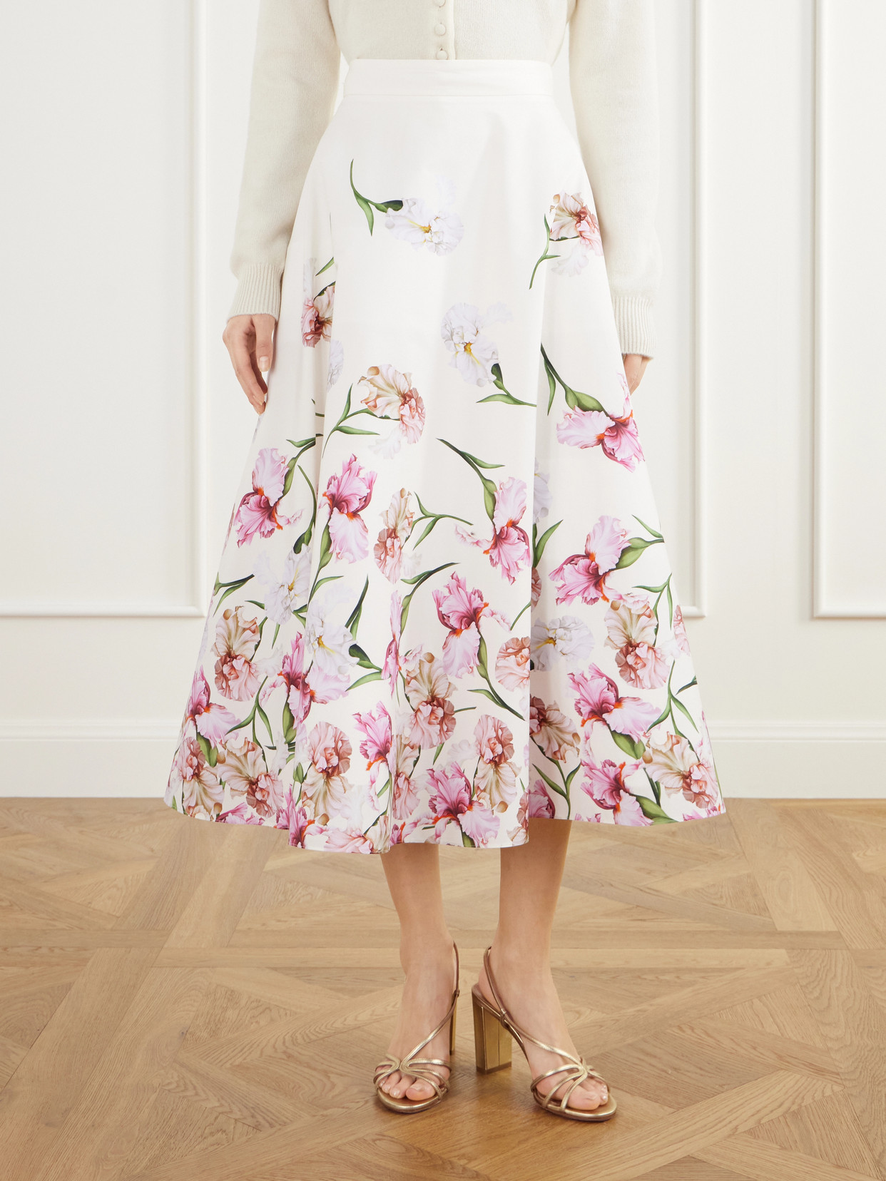 Floral-Print Cotton-Blend Poplin Midi