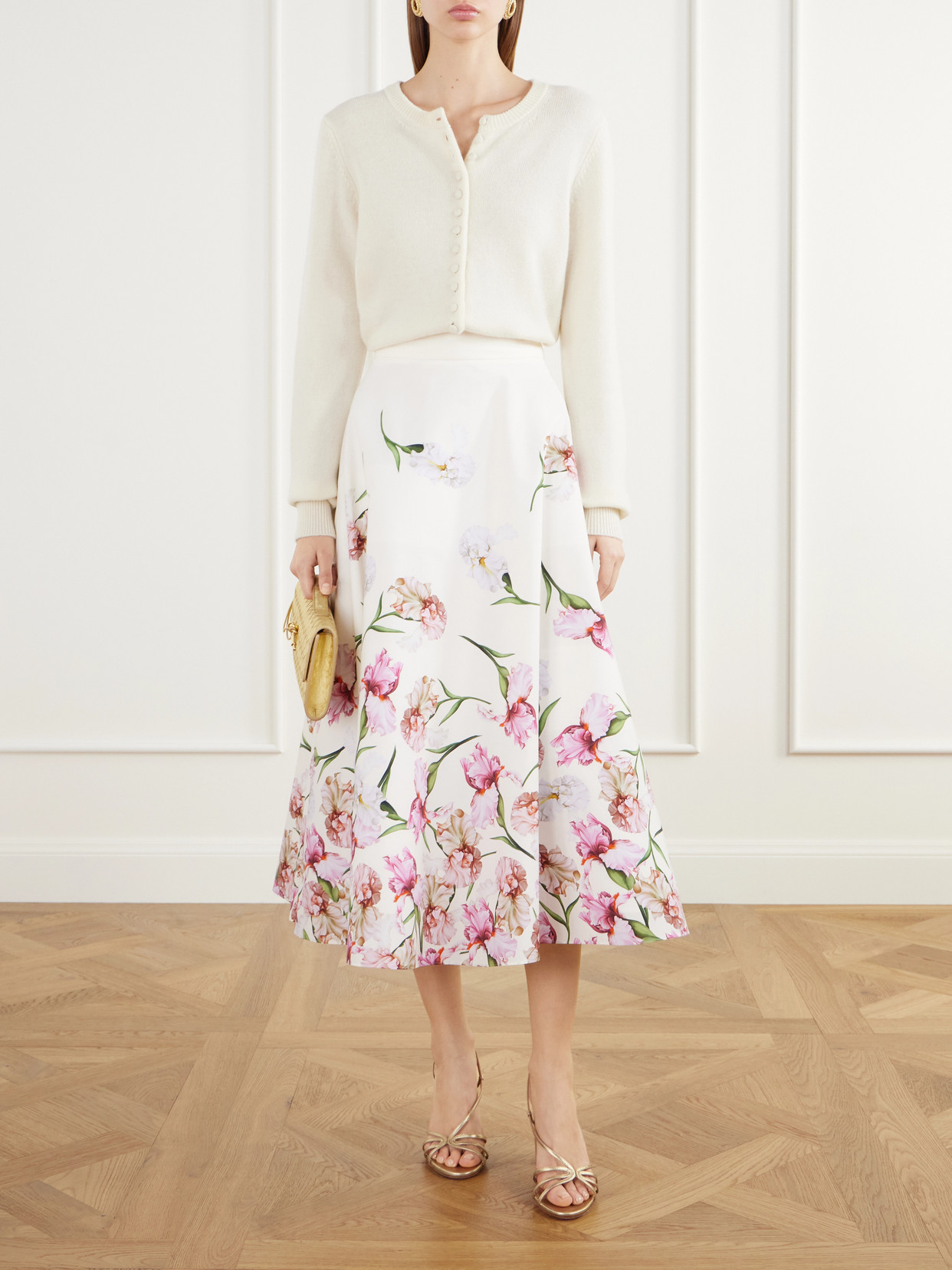 Floral-Print Cotton-Blend Poplin Midi