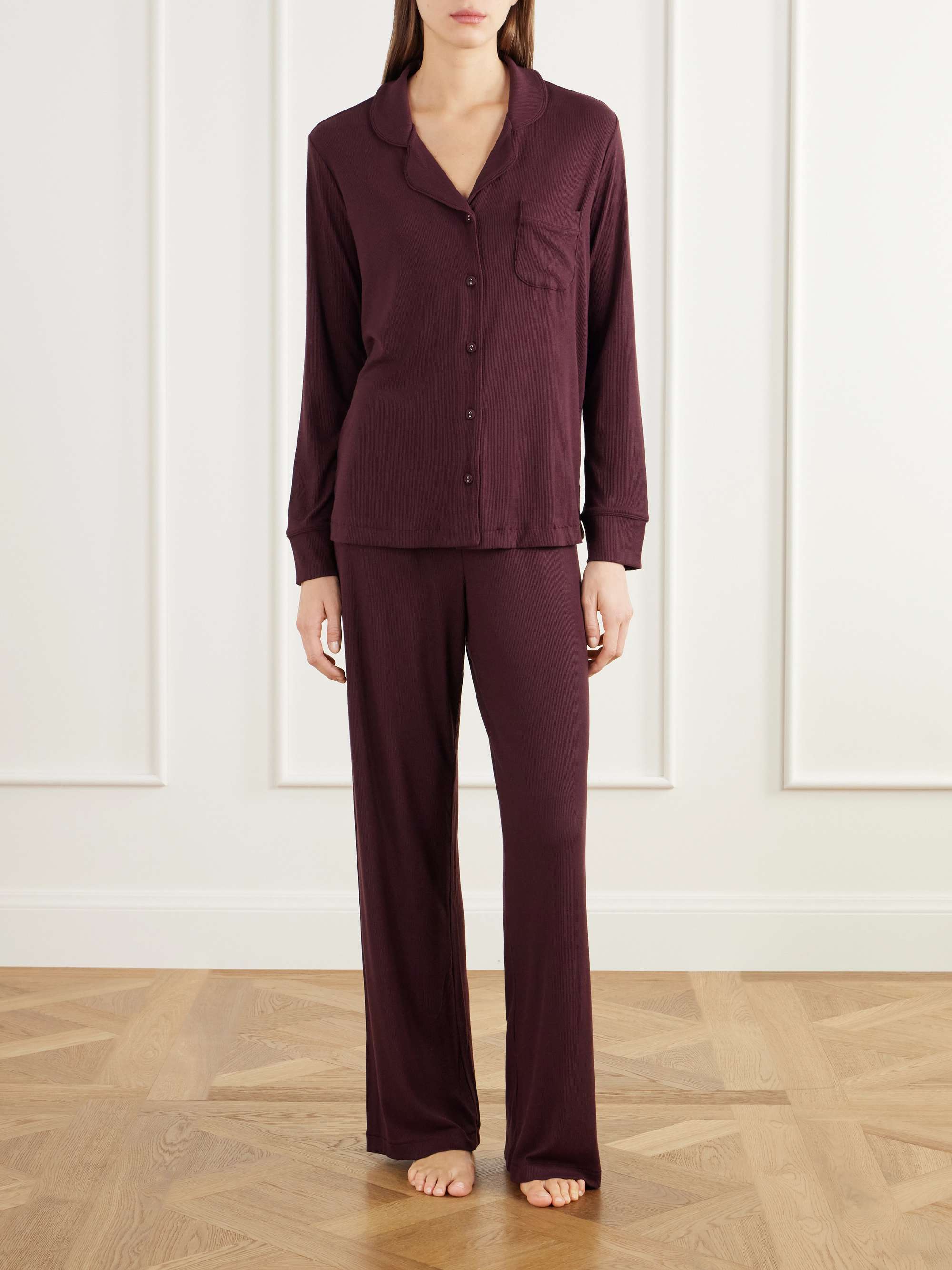 SKIMS Ribbed stretch-modal jersey lounge set - Heather Grey