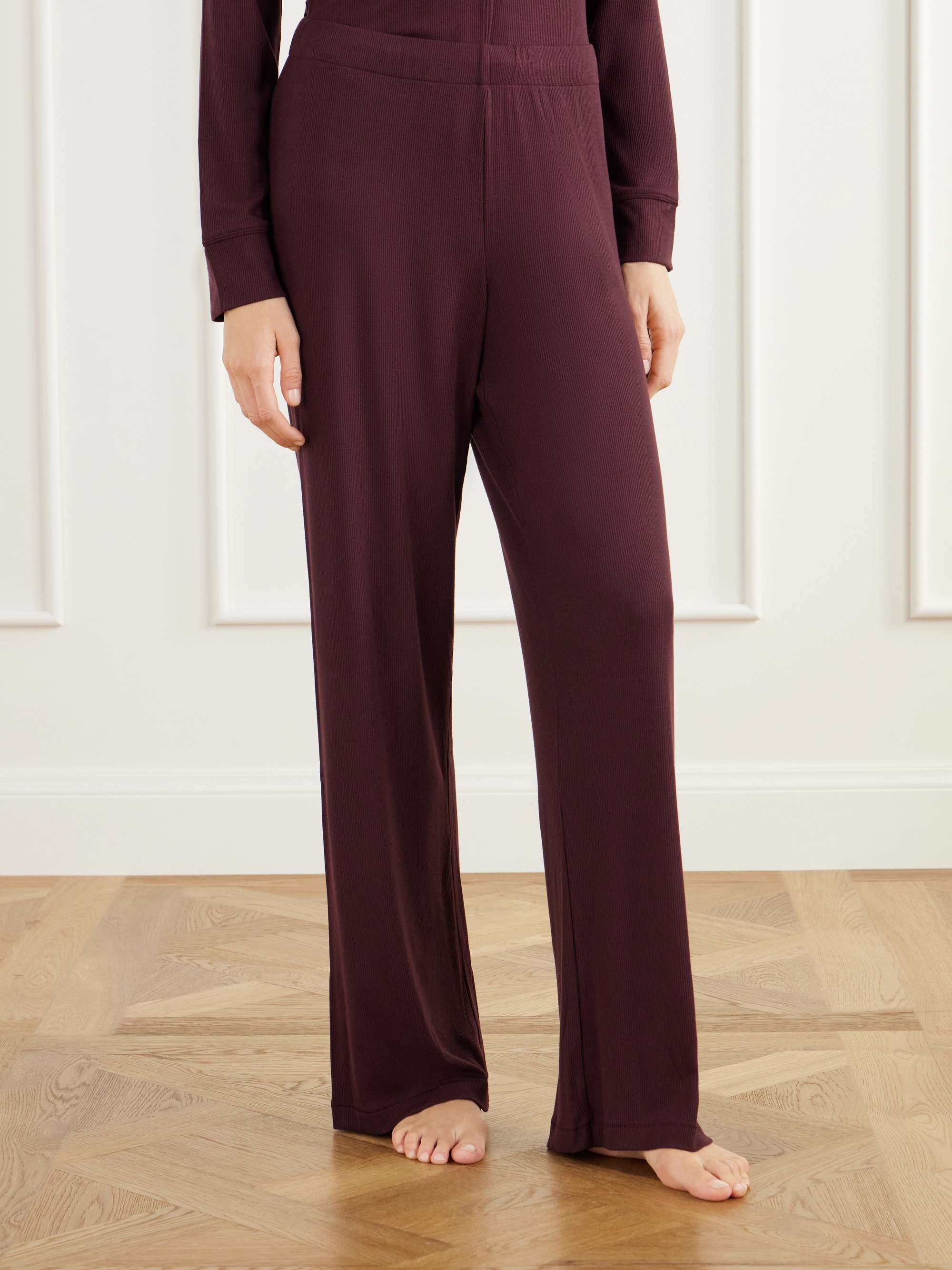 SKIMS Ribbed stretch-modal jersey lounge set - Heather Grey