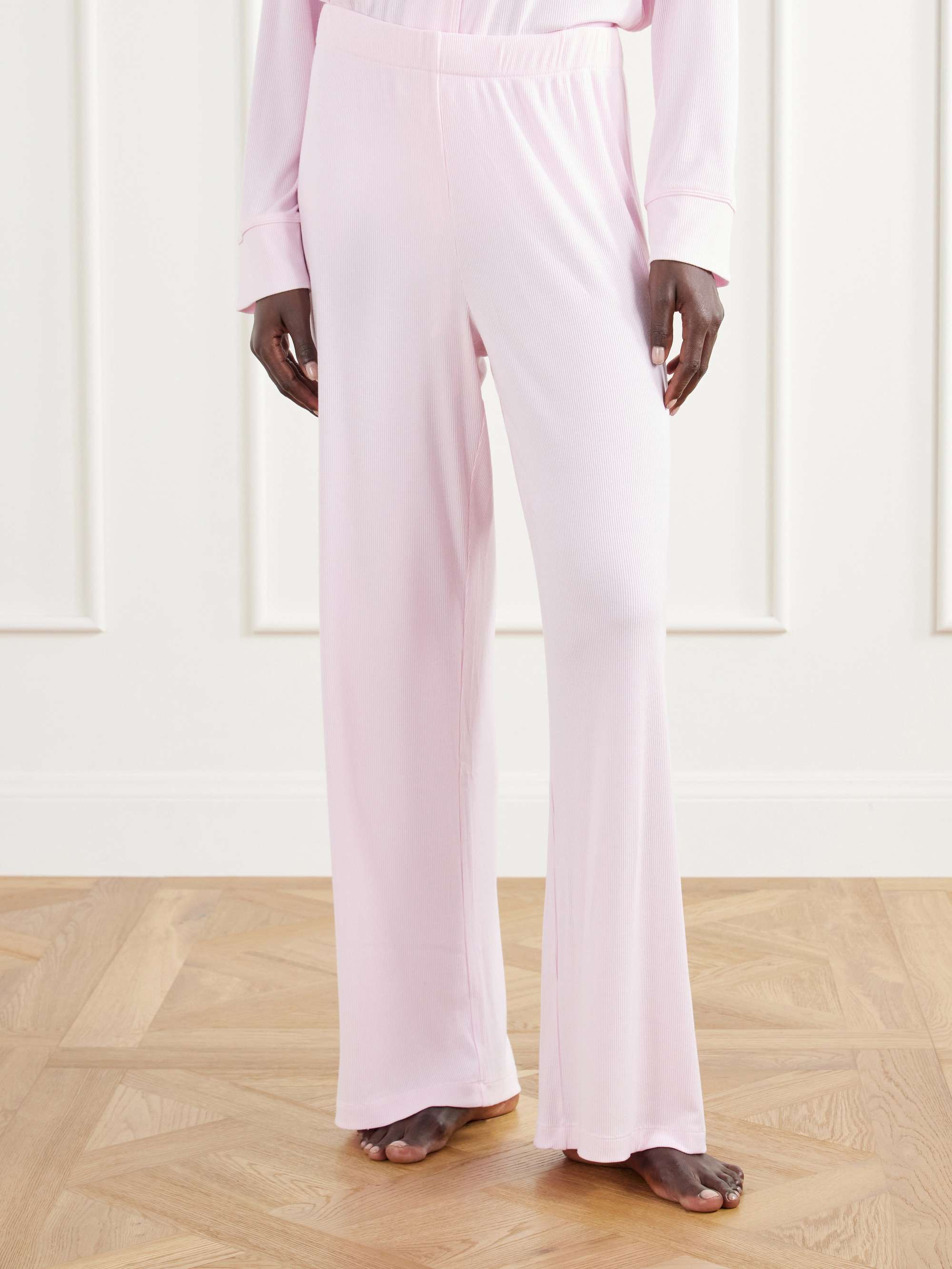 SKIMS Ribbed stretch-modal jersey lounge set - Heather Grey
