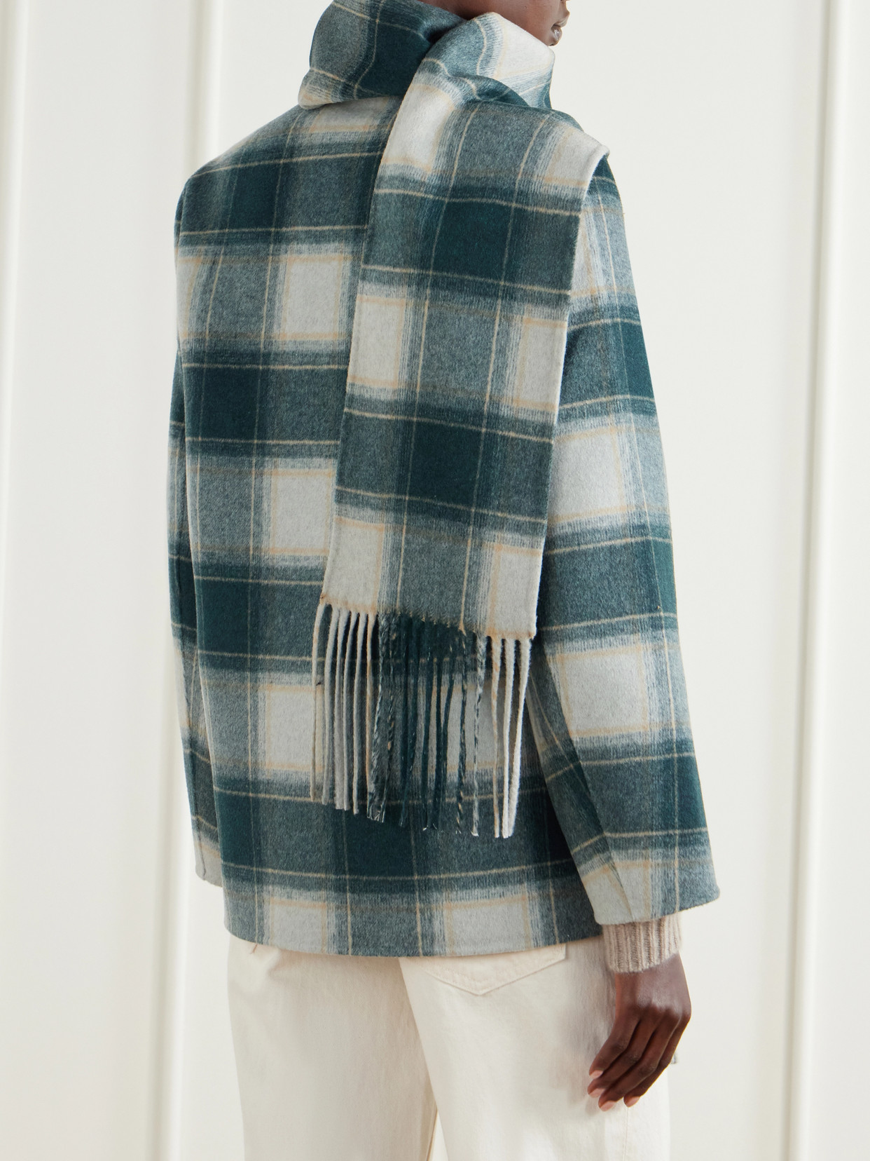 Alderton Scarf-Detailed Checked Wool-Blend Coat