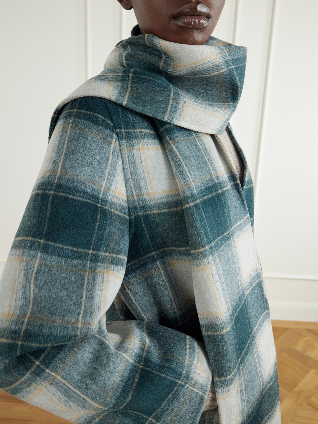 Alderton Scarf-Detailed Checked Wool-Blend Coat