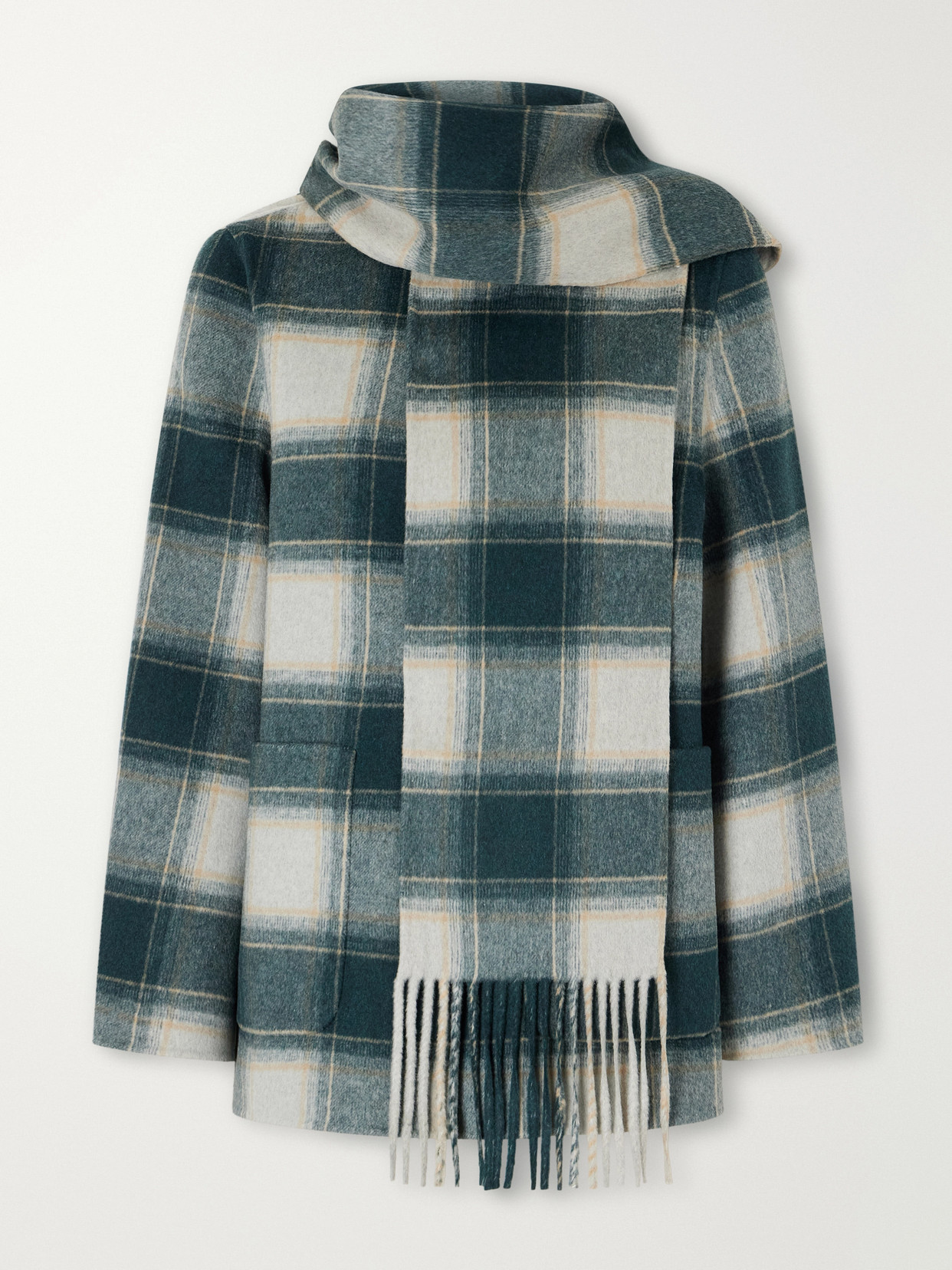Alderton Scarf-Detailed Checked Wool-Blend Coat