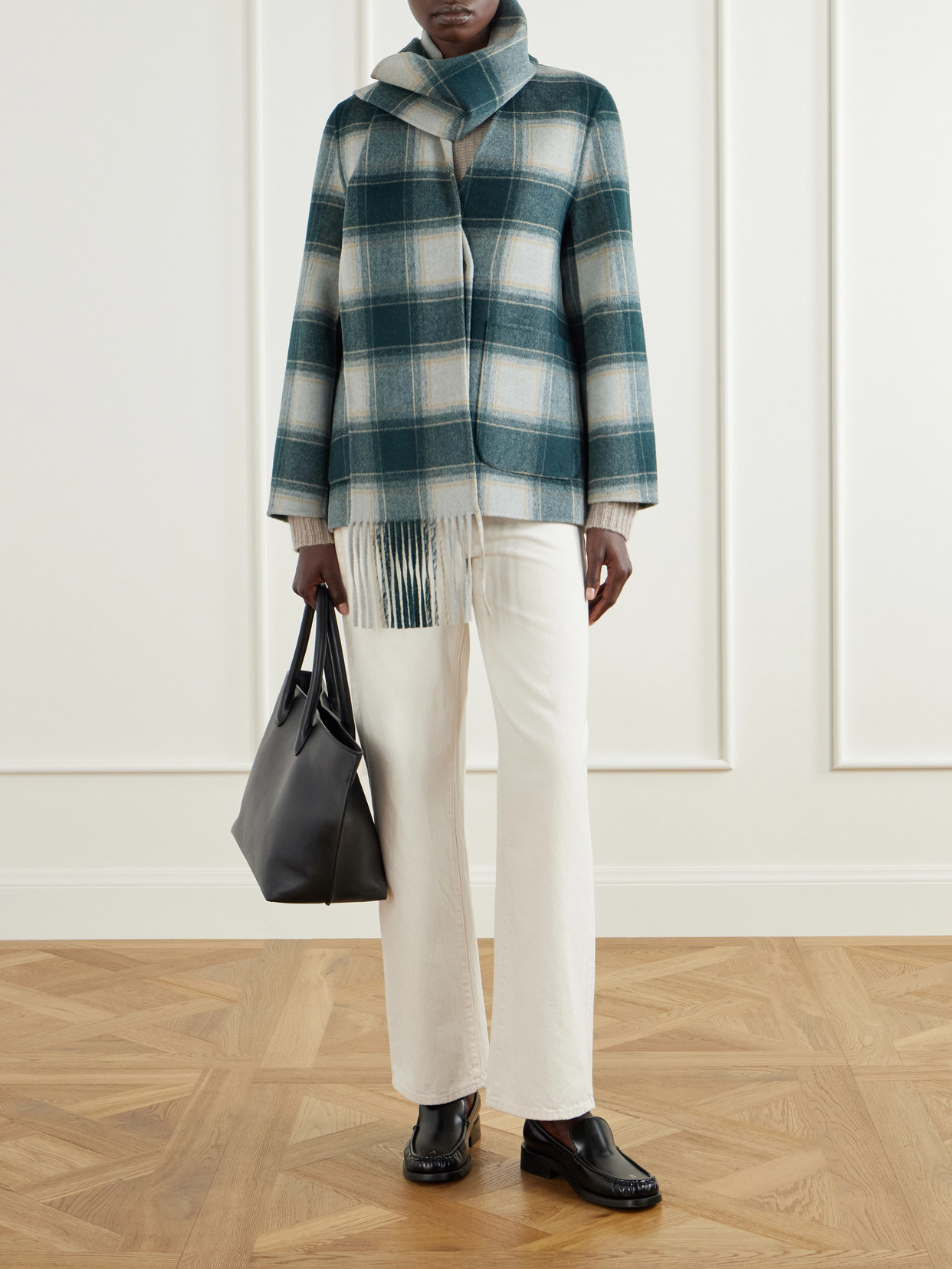 Alderton Scarf-Detailed Checked Wool-Blend Coat