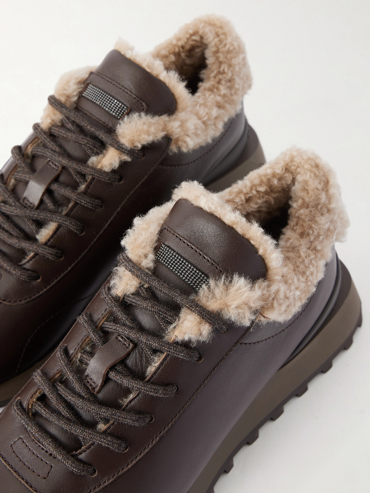 Shearling-Trimmed Sneakers