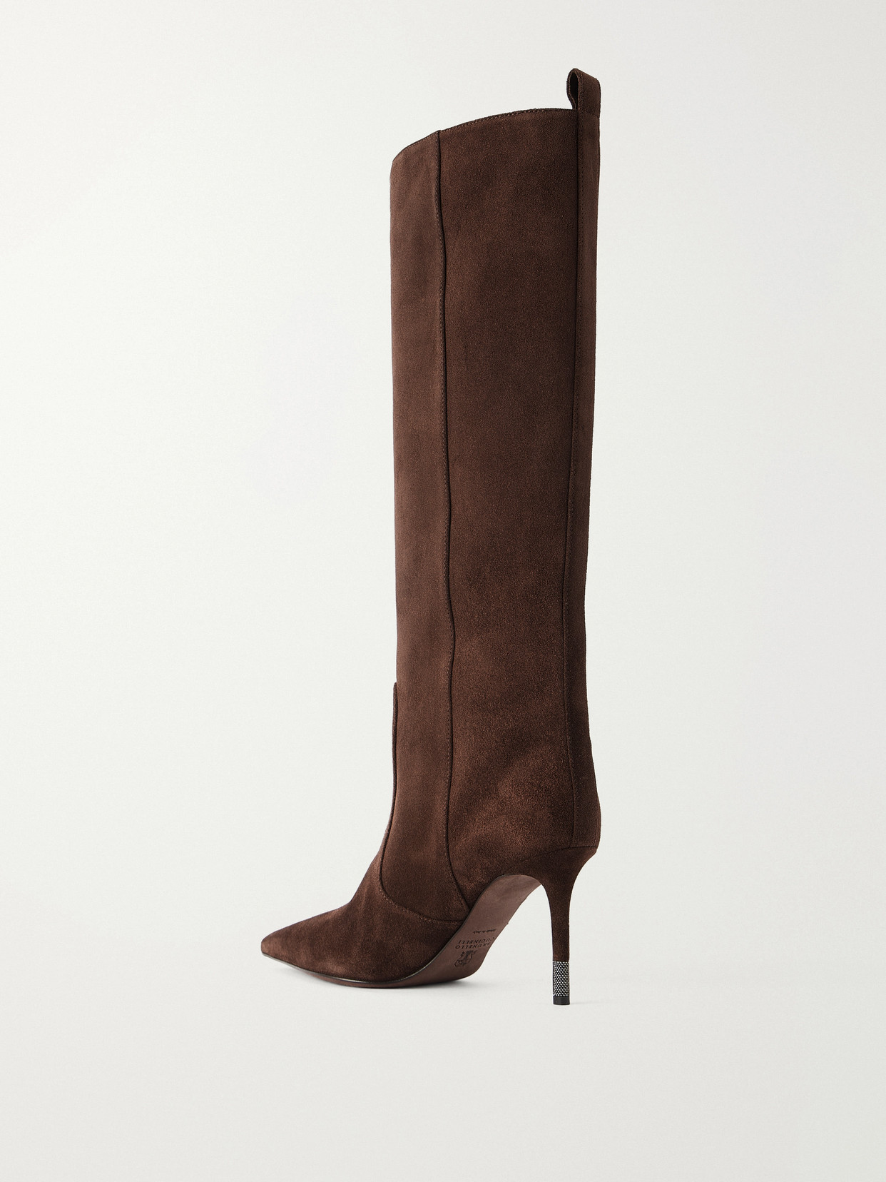 80 Bead-Embellished Suede Knee Boots