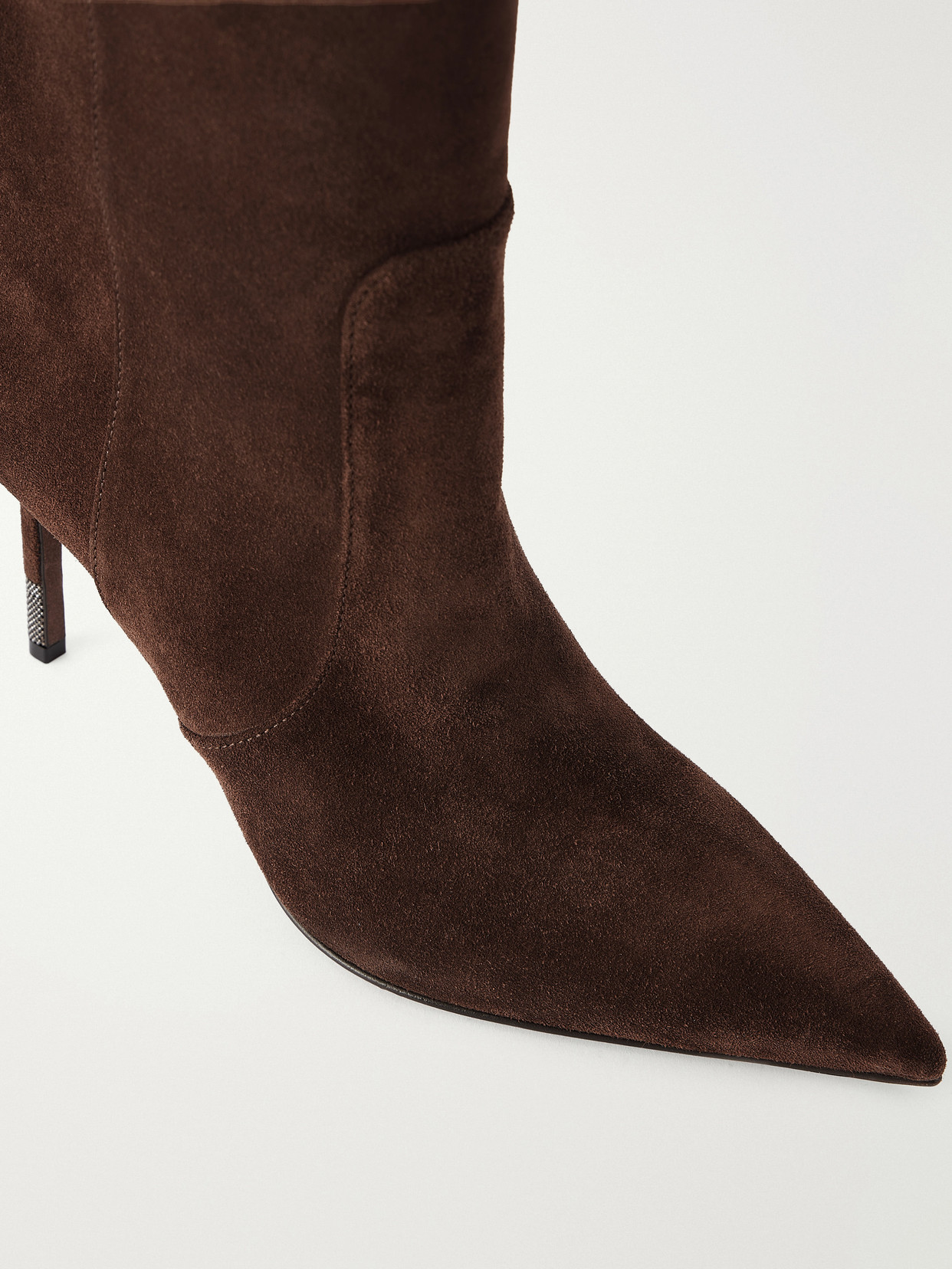 80 Bead-Embellished Suede Knee Boots