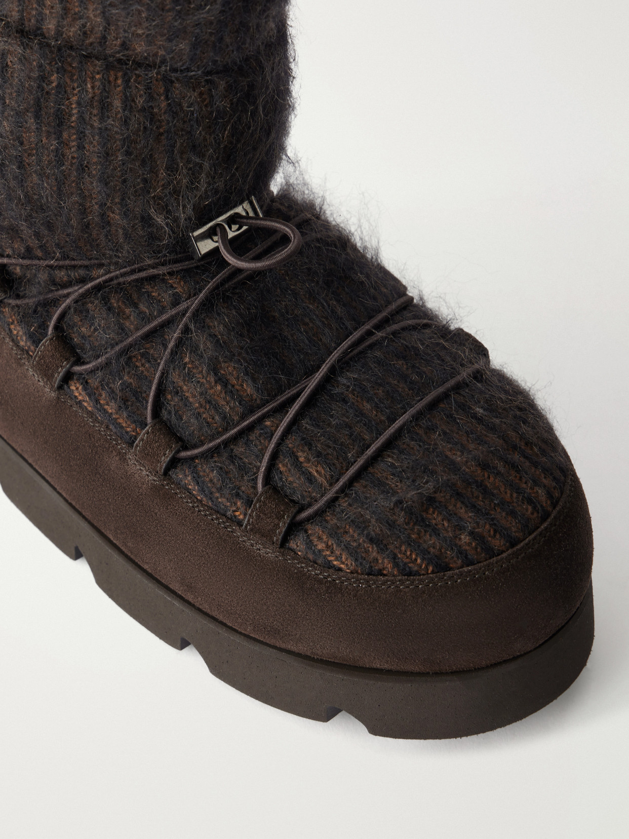 Monili-Embellished Suede-Trimmed Brushed Cashmere Ankle Boots