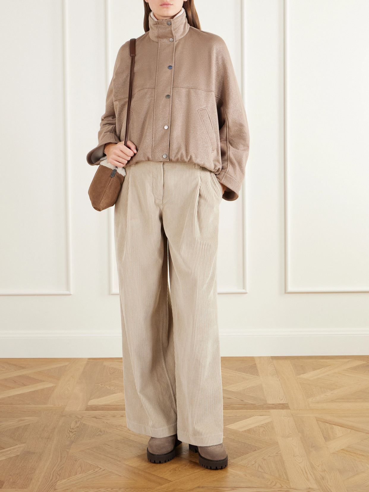 Brogue-Detailed Shearling-Trimmed Ankle Boots