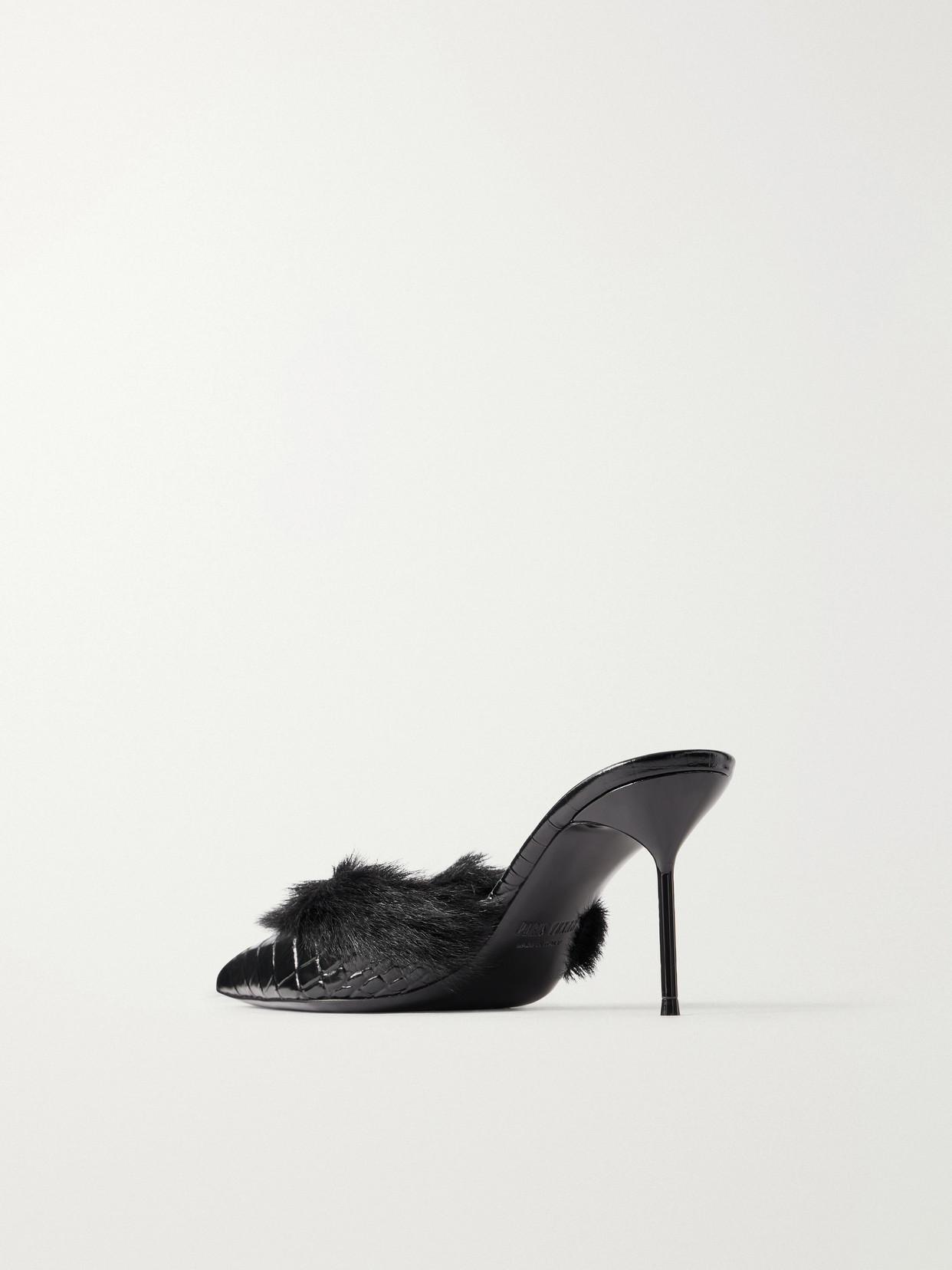 Lidia 70 Plush-Trimmed Croc-Effect Pumps