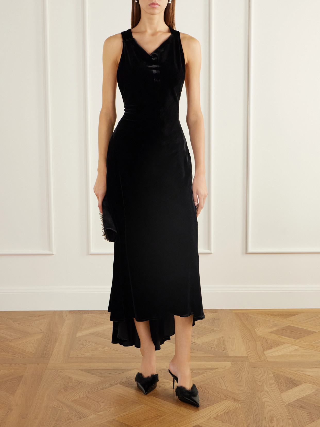 Lidia 70 Plush-Trimmed Croc-Effect Pumps