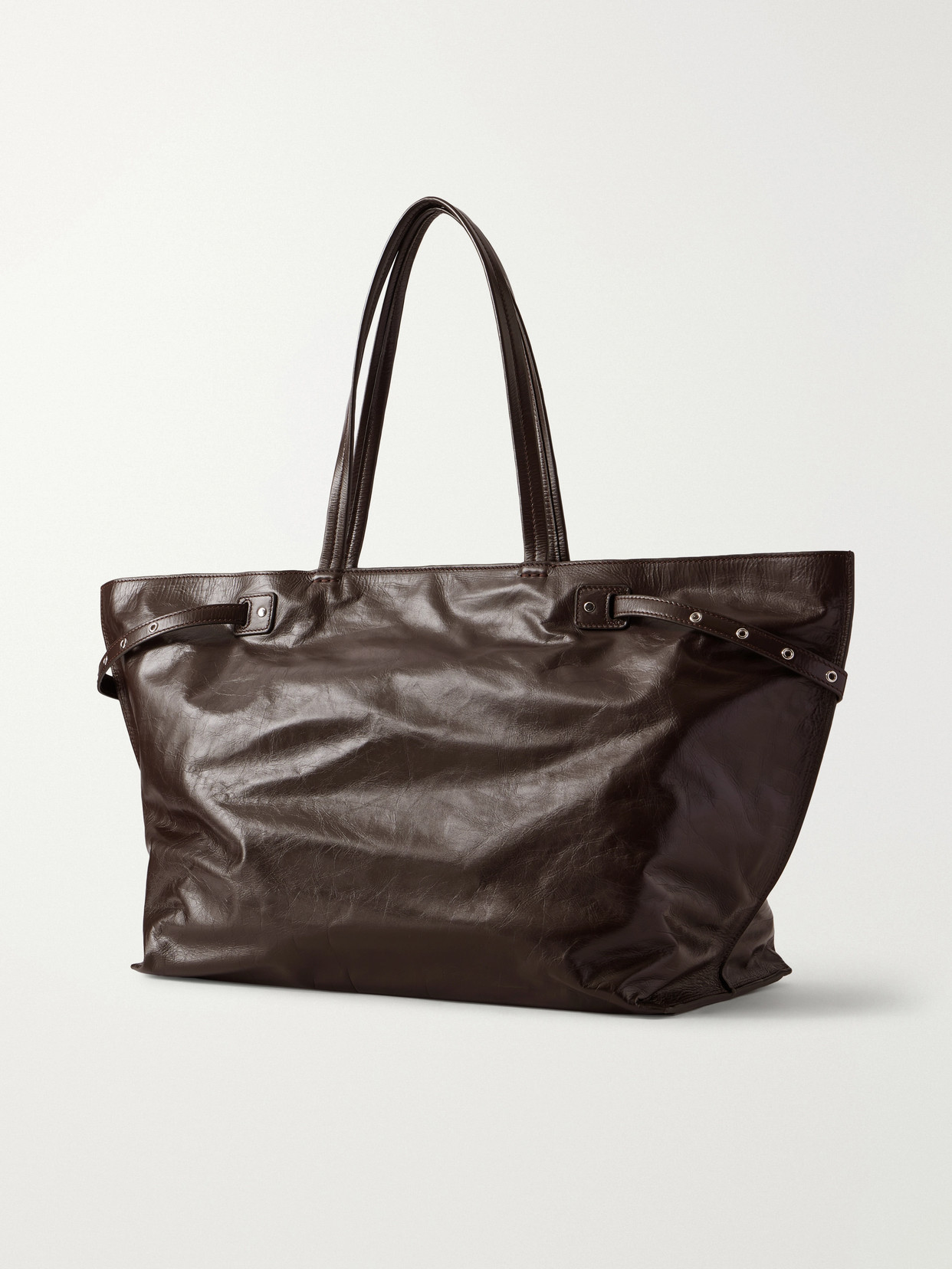 Days Carryall Belt-Detailed Crinkled Leather Tote