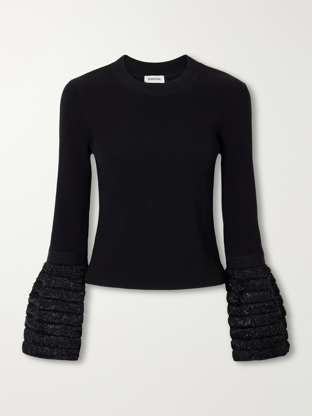 Maggie Bouclé-Trimmed Ribbed Jersey Top