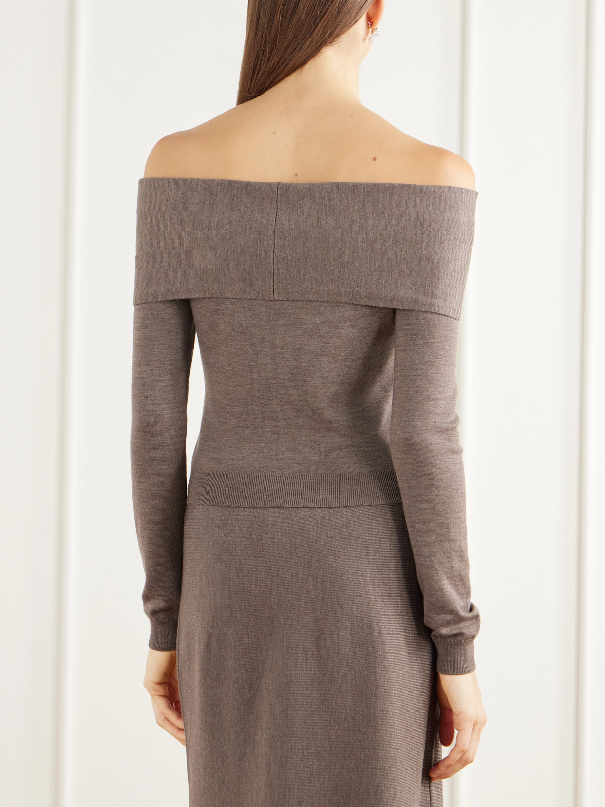 Delphia Off-The-Shoulder Mélange Merino Sweater