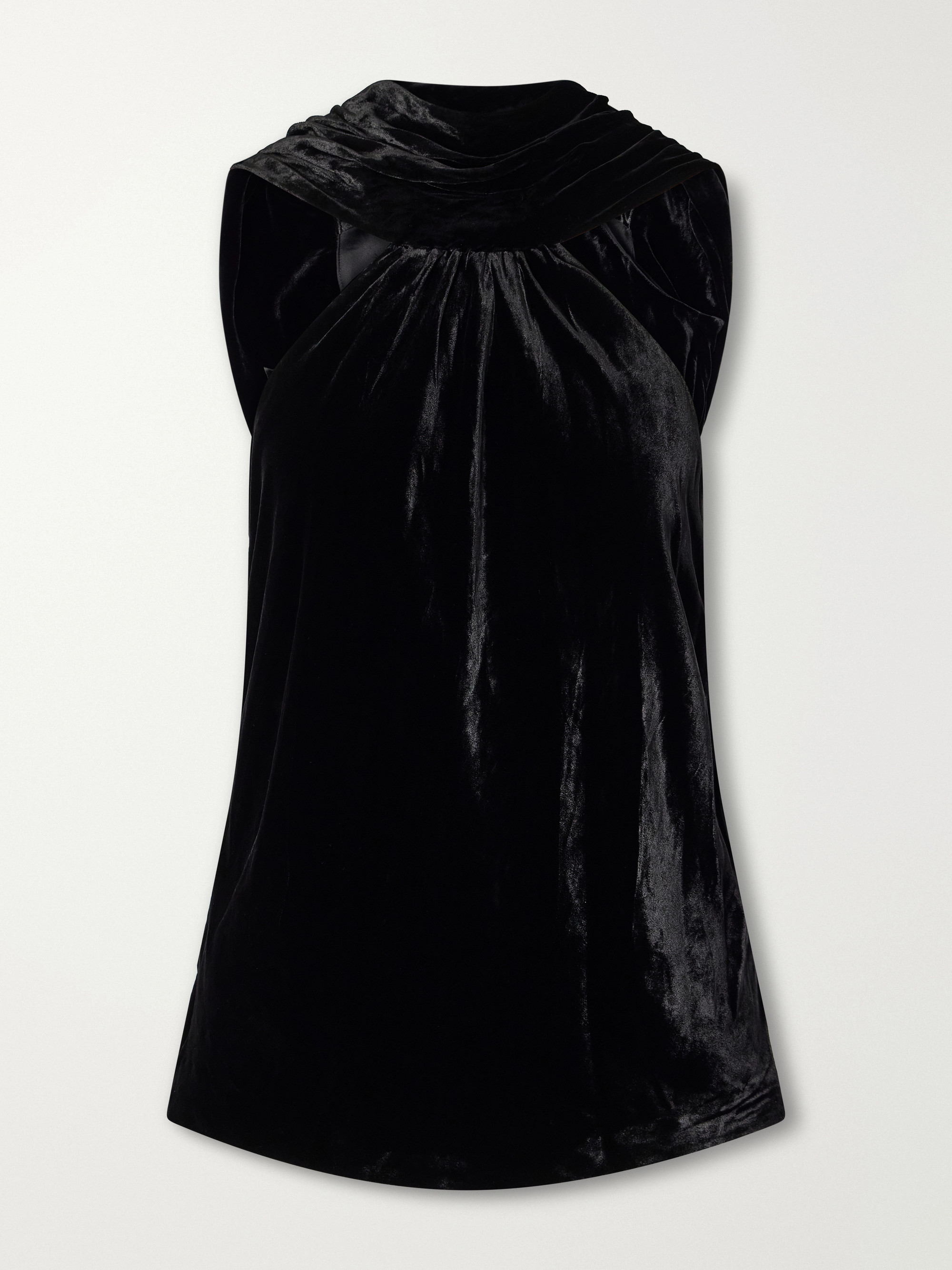 SIMKHAI Scarlett cape-effect draped velvet blouse
