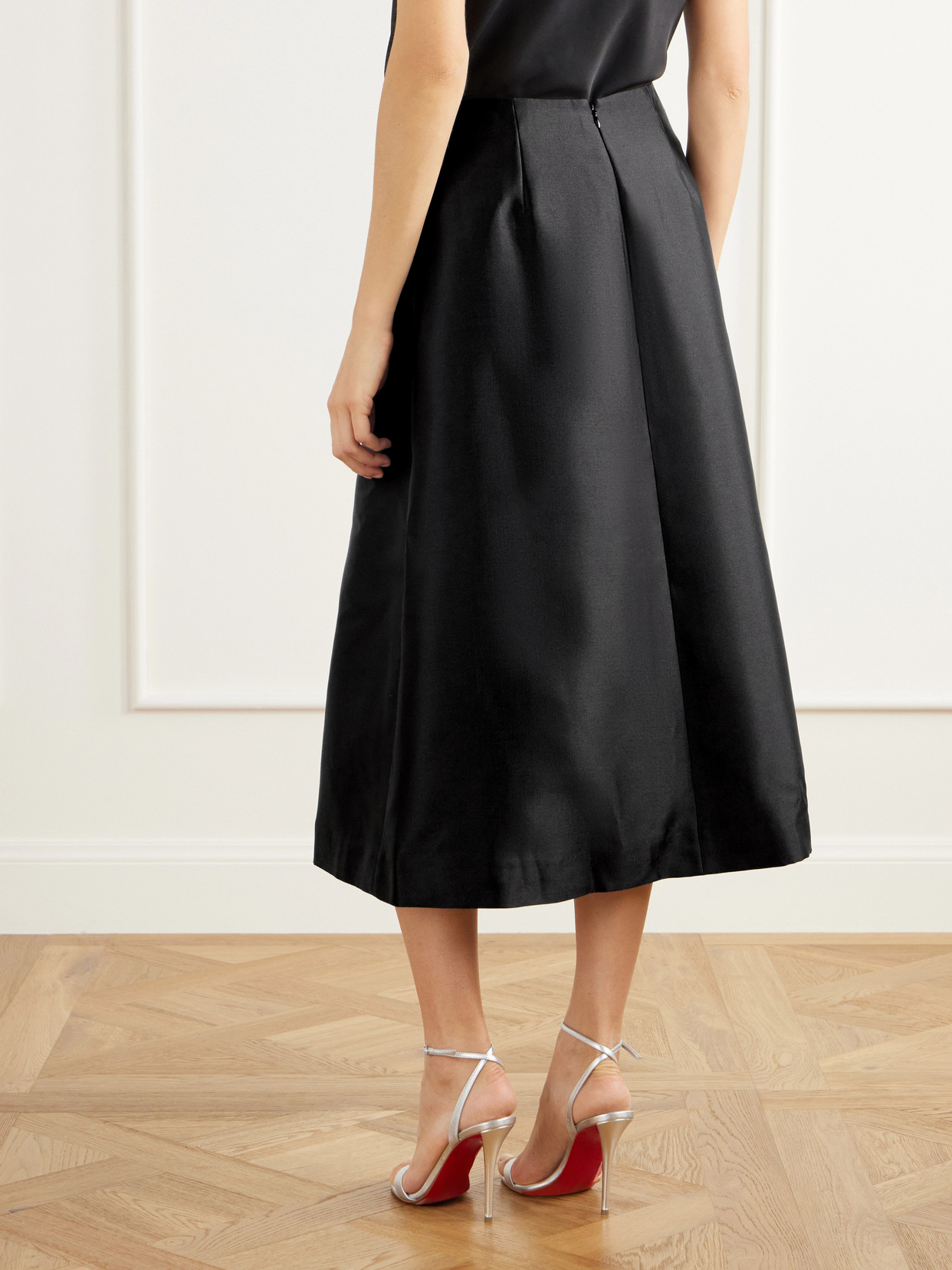 Vexa Pleated Duchess-Satin Midi