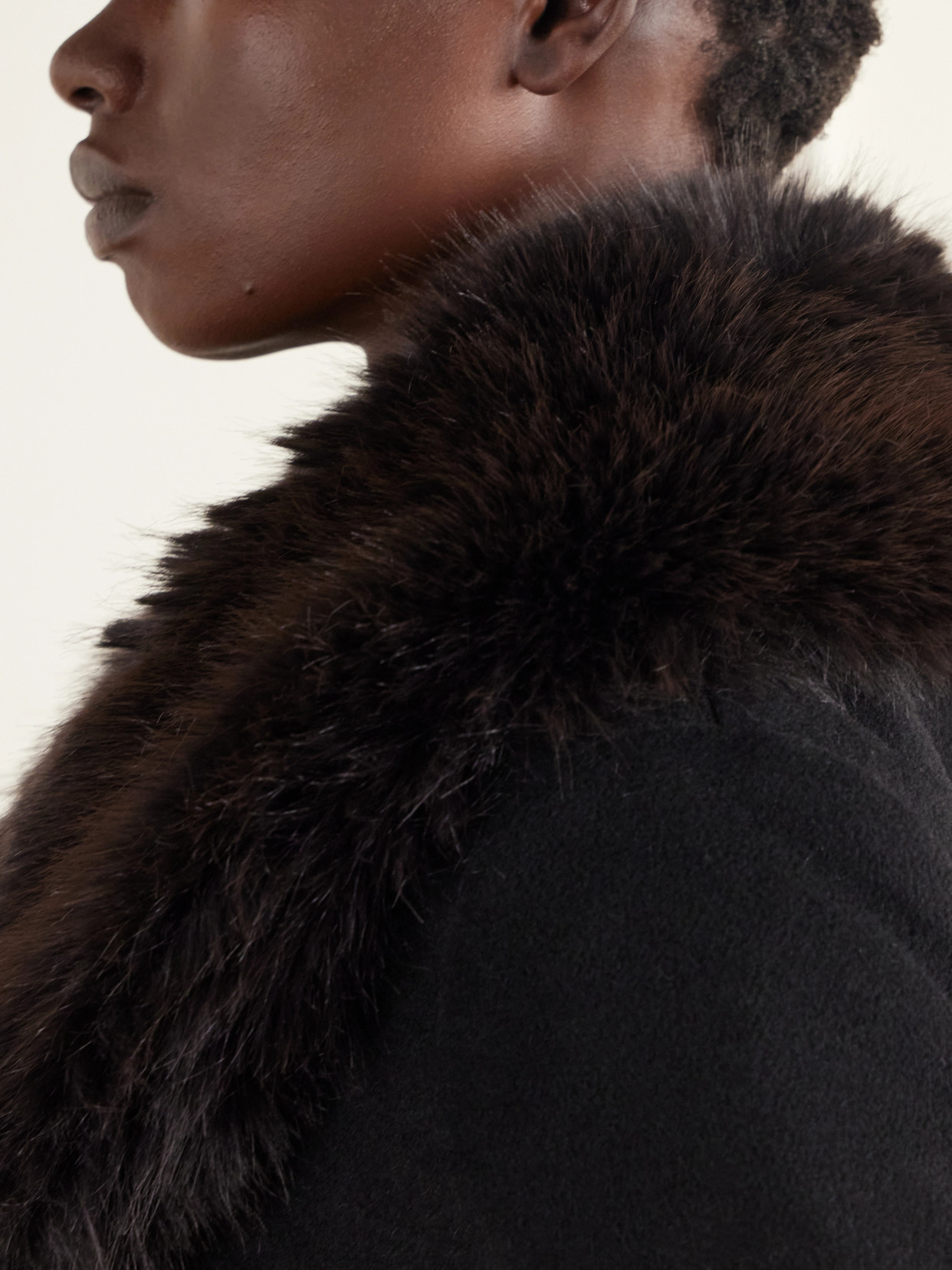 Kinsley Belted Plush-Trimmed Wool-Blend Melton Coat